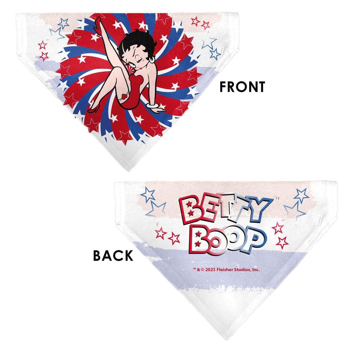 Pet Bandana - Betty Boop Americana Leg Kick Pose White/Red/Blue