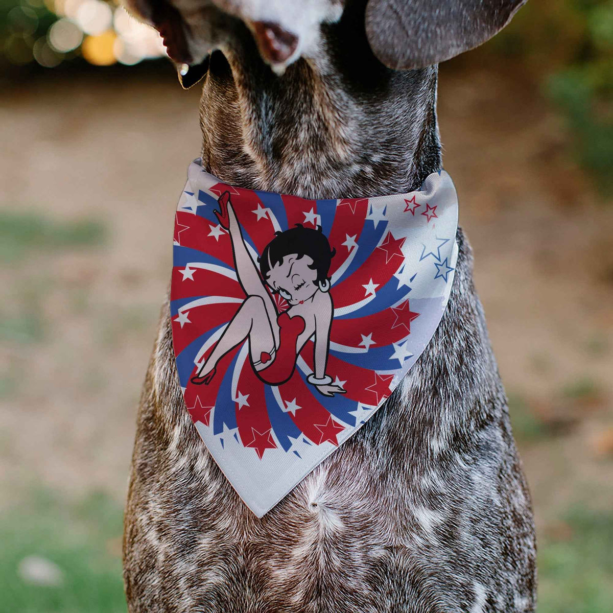 Pet Bandana - Betty Boop Americana Leg Kick Pose White/Red/Blue