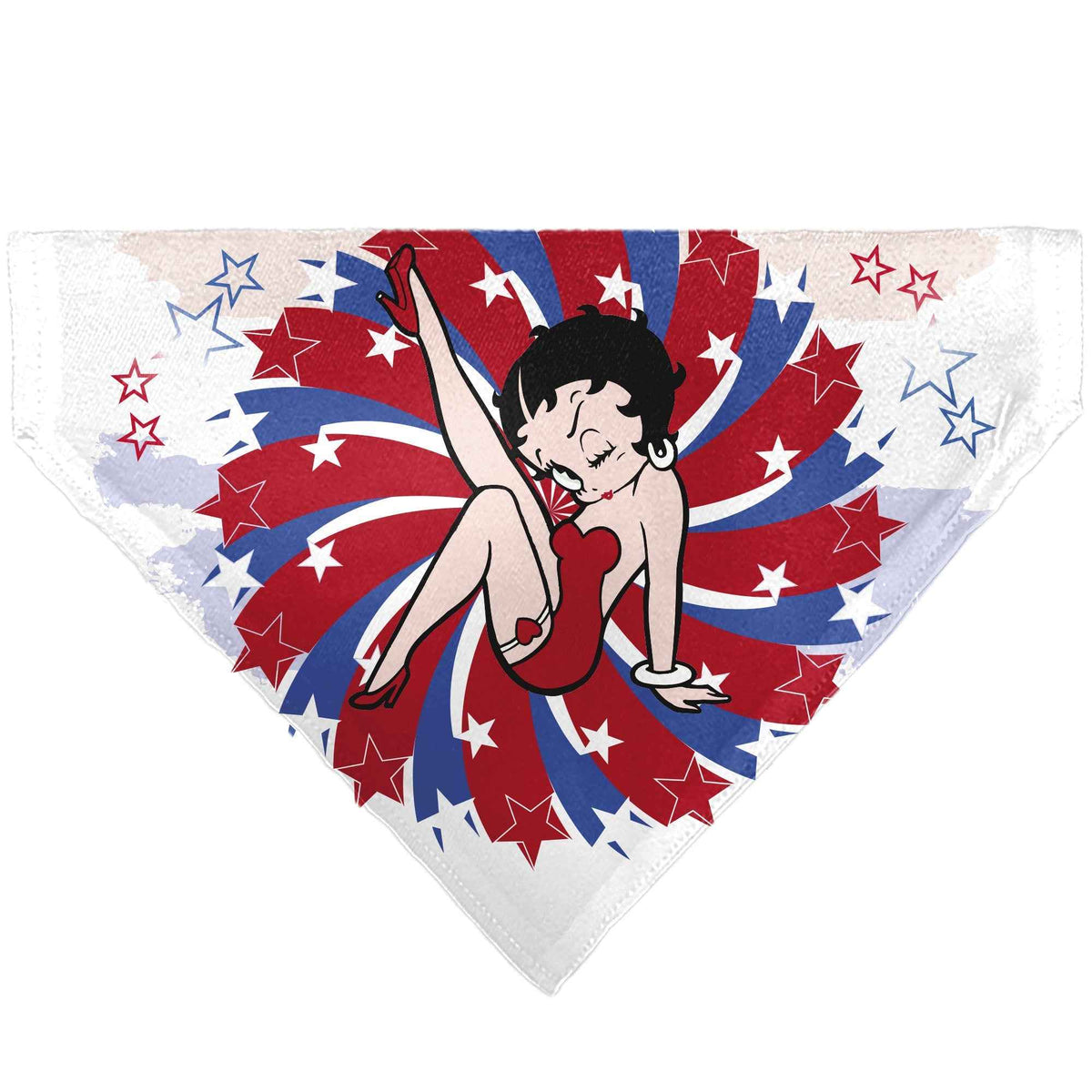 Pet Bandana - Betty Boop Americana Leg Kick Pose White/Red/Blue