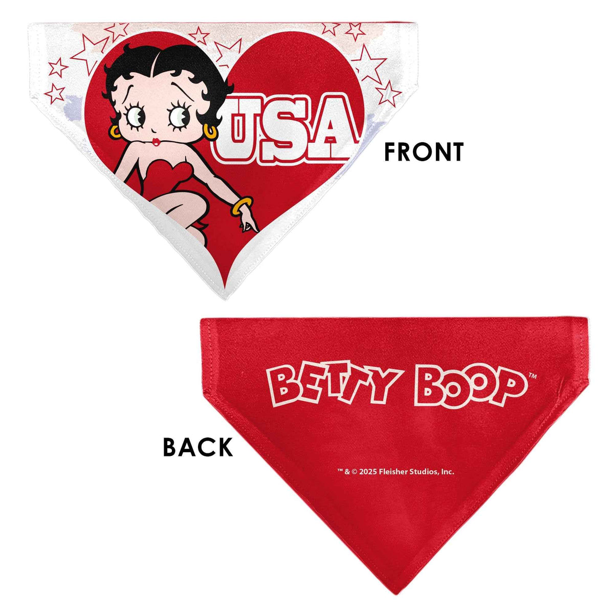 Pet Bandana - Betty Boop USA Heart Pose and Stars White/Red