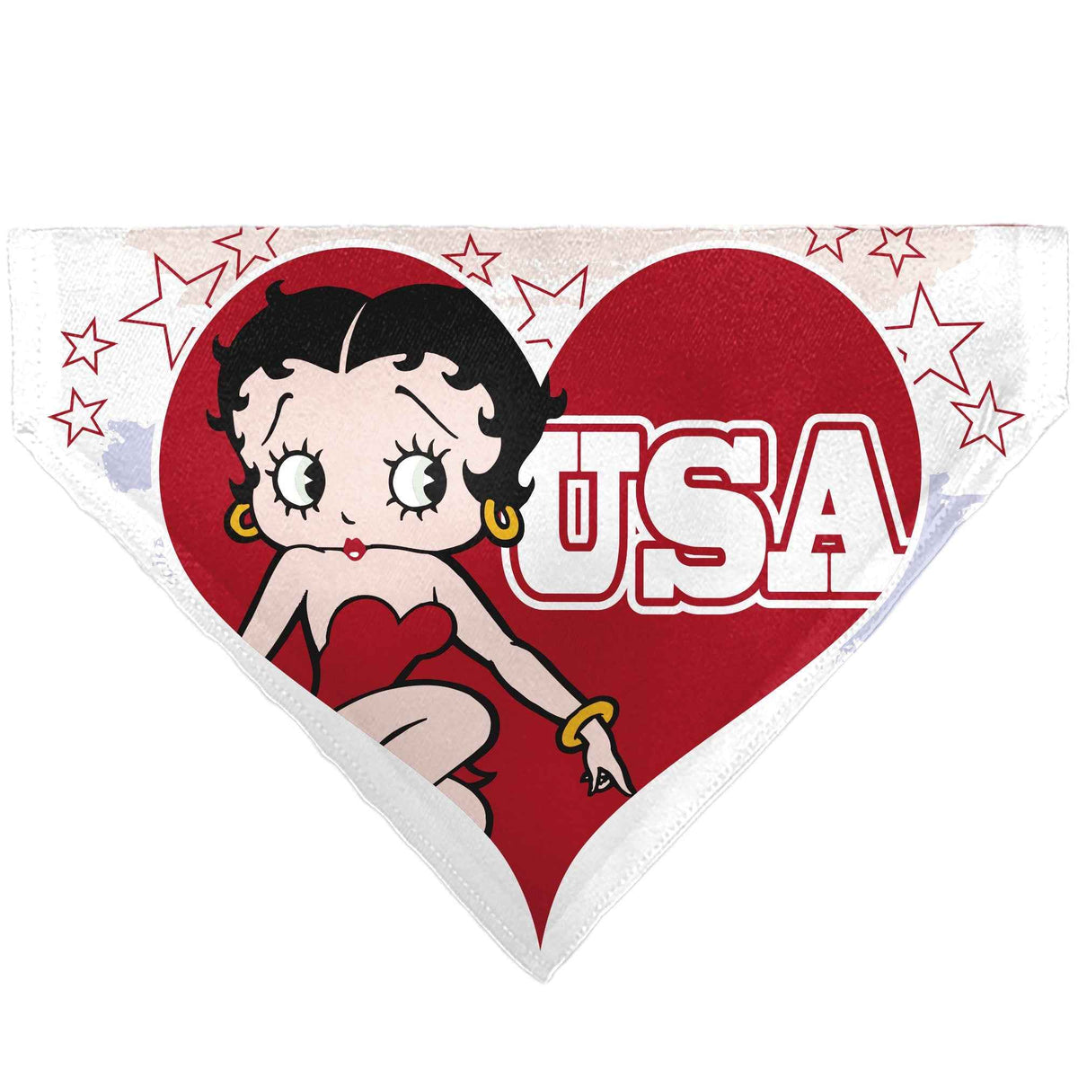 Pet Bandana - Betty Boop USA Heart Pose and Stars White/Red