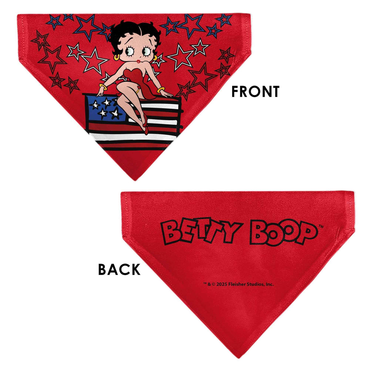 Pet Bandana - Betty Boops Americana Stars and Stripes Pose Reds/White/Blue