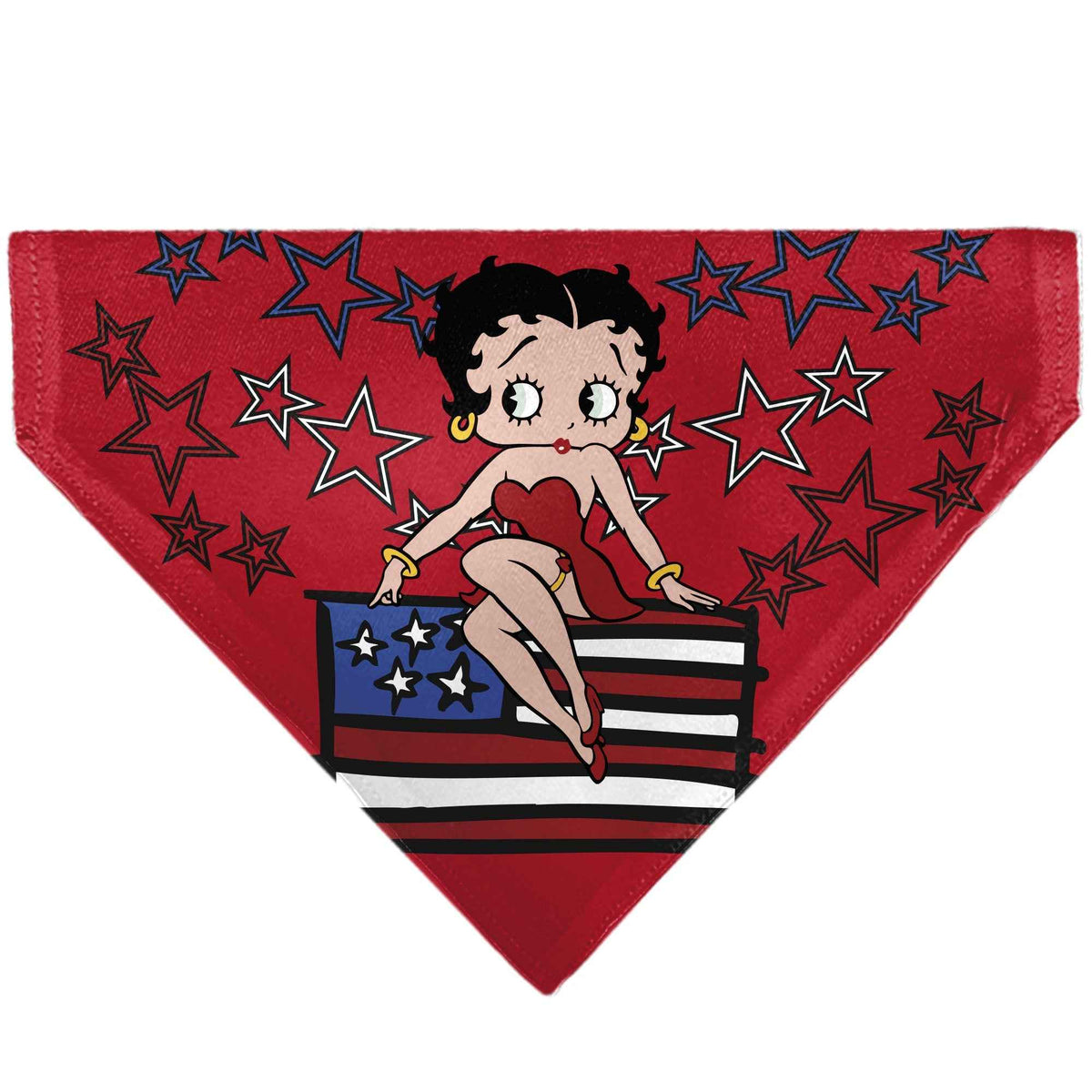 Pet Bandana - Betty Boops Americana Stars and Stripes Pose Reds/White/Blue