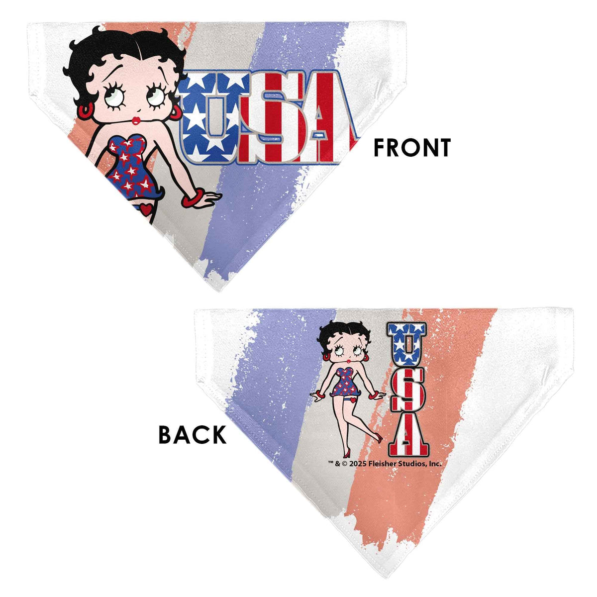 Pet Bandana - Betty Boop USA Stars and Stripes Pose White/Red/Blue