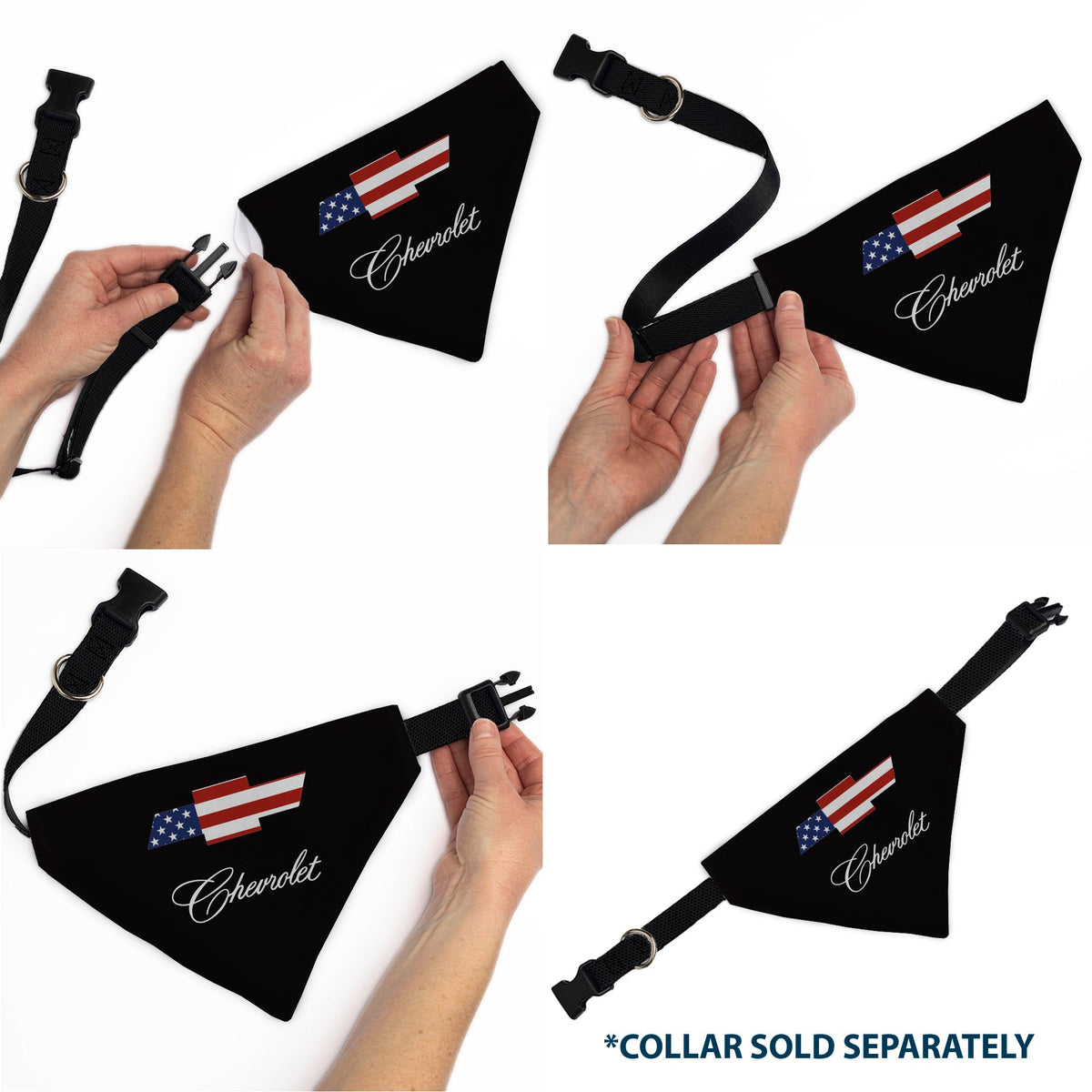 Pet Bandana - CHEVROLET Script and Americana Bowtie Black | HT Animal Supply