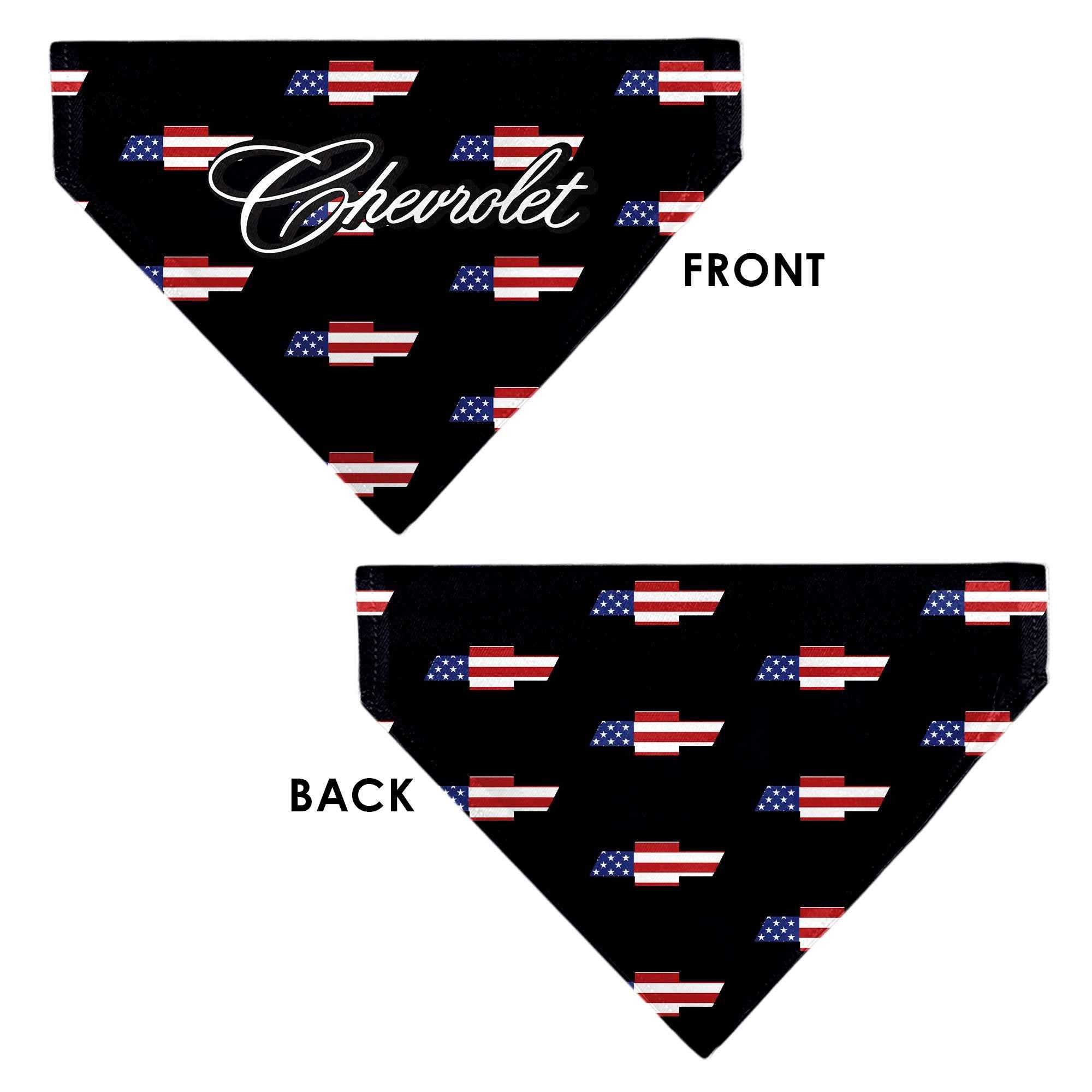 Buckle-Down Chevrolet Script and Americana Bowtie Repeat Black Over-the-Collar Dog Bandana
