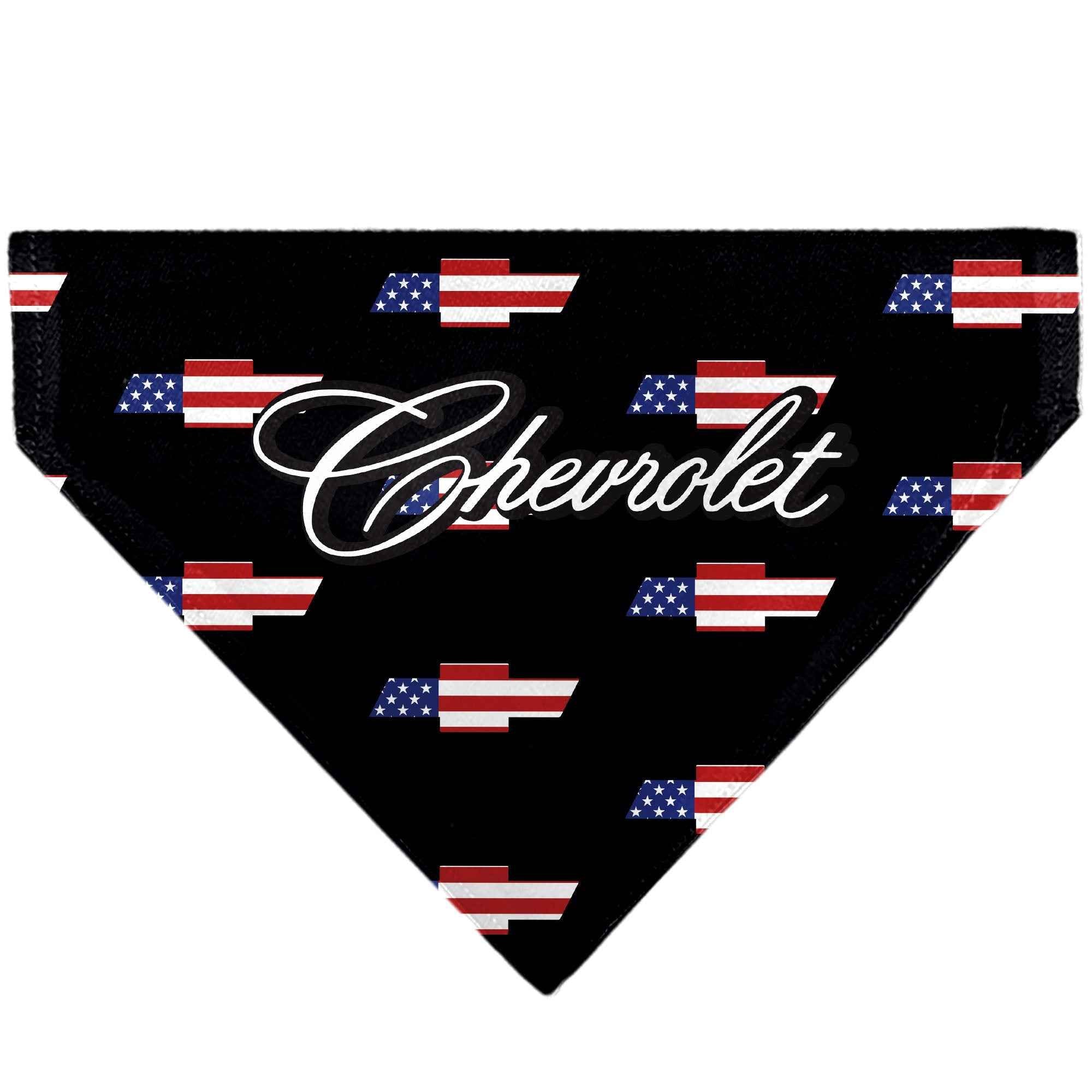 Buckle-Down Chevrolet Script and Americana Bowtie Repeat Black Over-the-Collar Dog Bandana