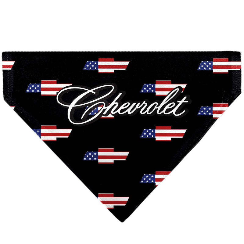 Buckle-Down Chevrolet Script and Americana Bowtie Repeat Black Over-the-Collar Dog Bandana