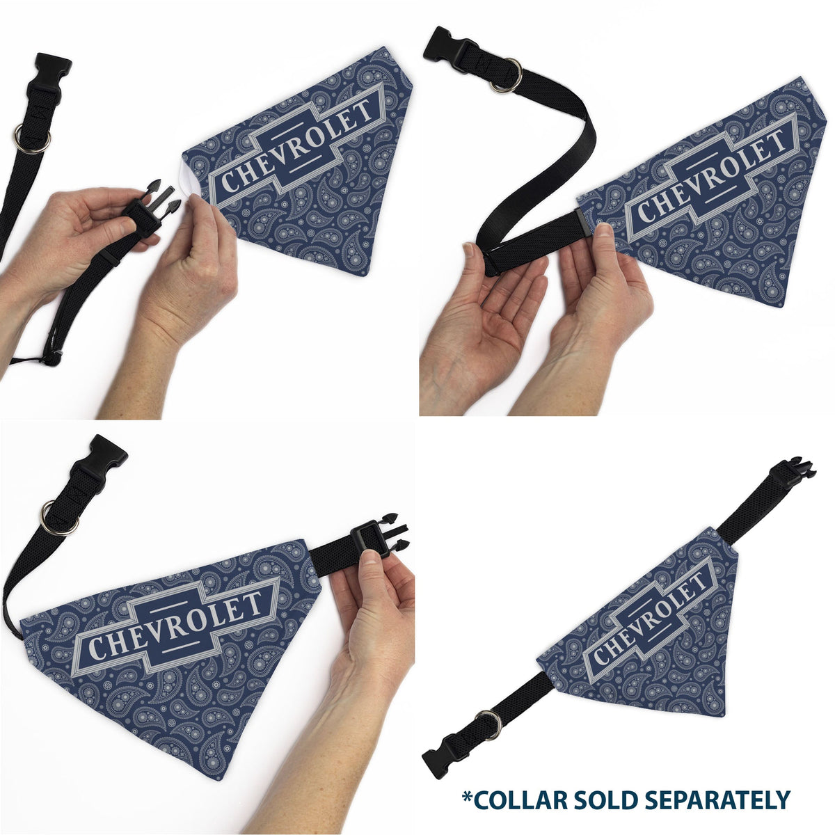 Pet Bandana - CHEVROLET 1940 Bowtie Text Logo Paisley Blue/White | HT Animal Supply