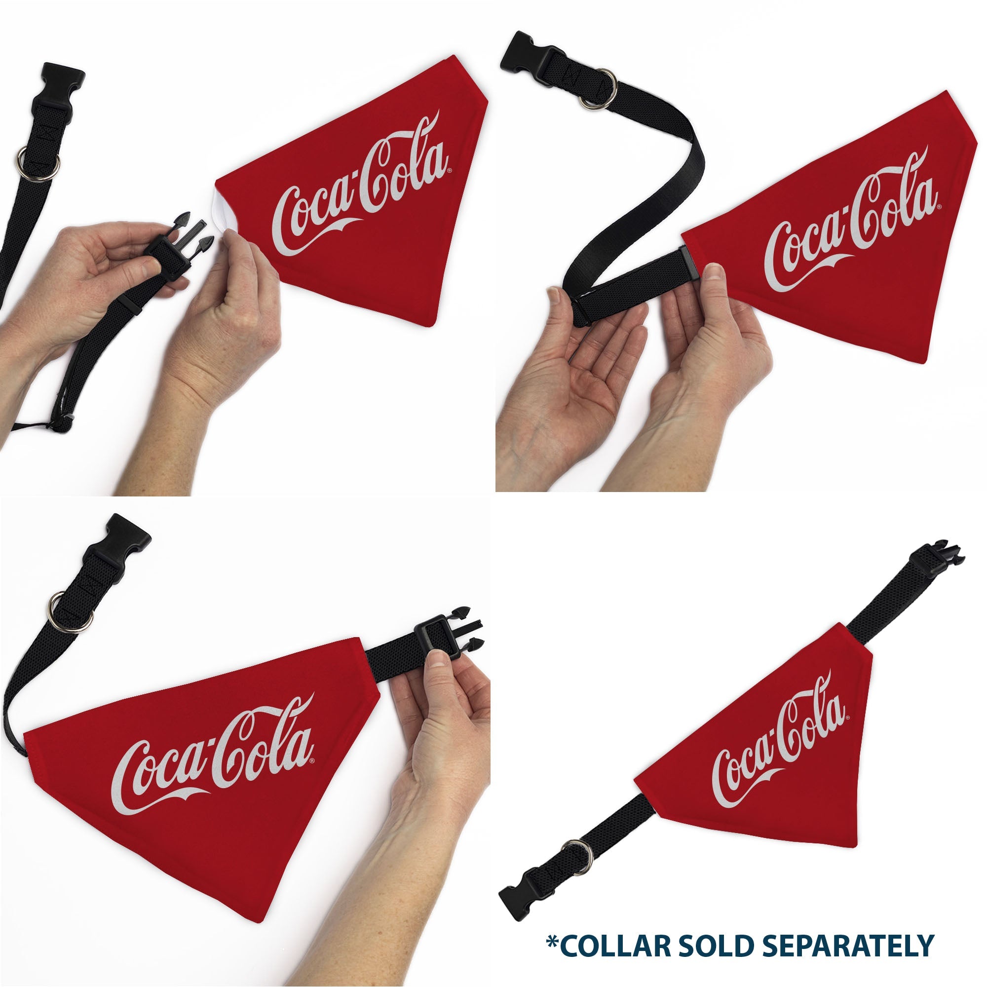 Buckle-Down Coca-Cola Script Logo Centered Red/White Over-the-Collar Dog Bandana