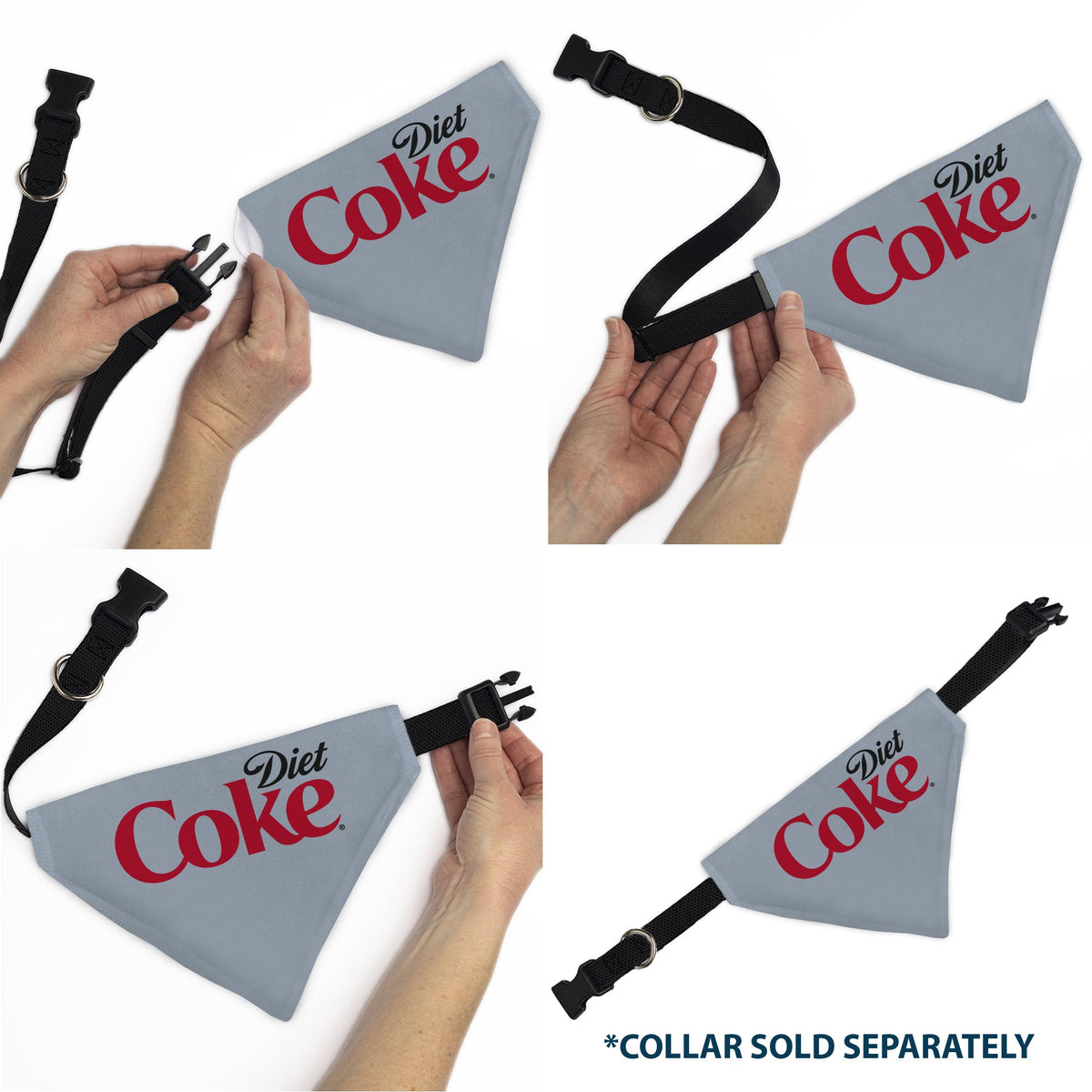 Pet Bandana - DIET COKE Logo Gray/Black/Red | HT Animal Supply