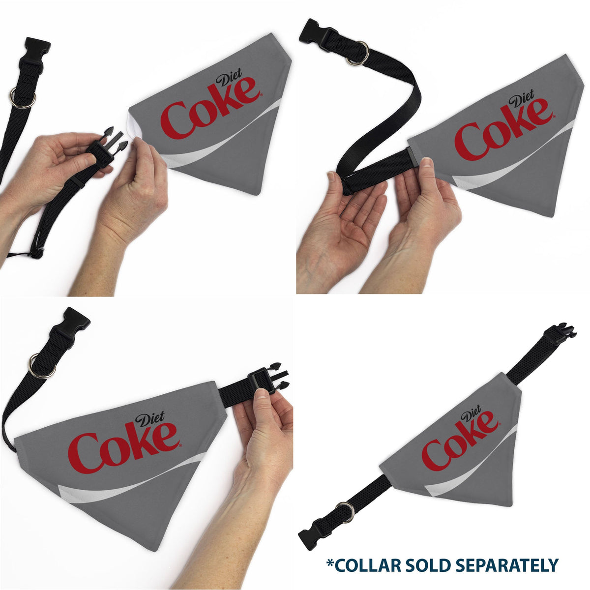 Pet Bandana - DIET COKE Logo Gray/Red/White | HT Animal Supply