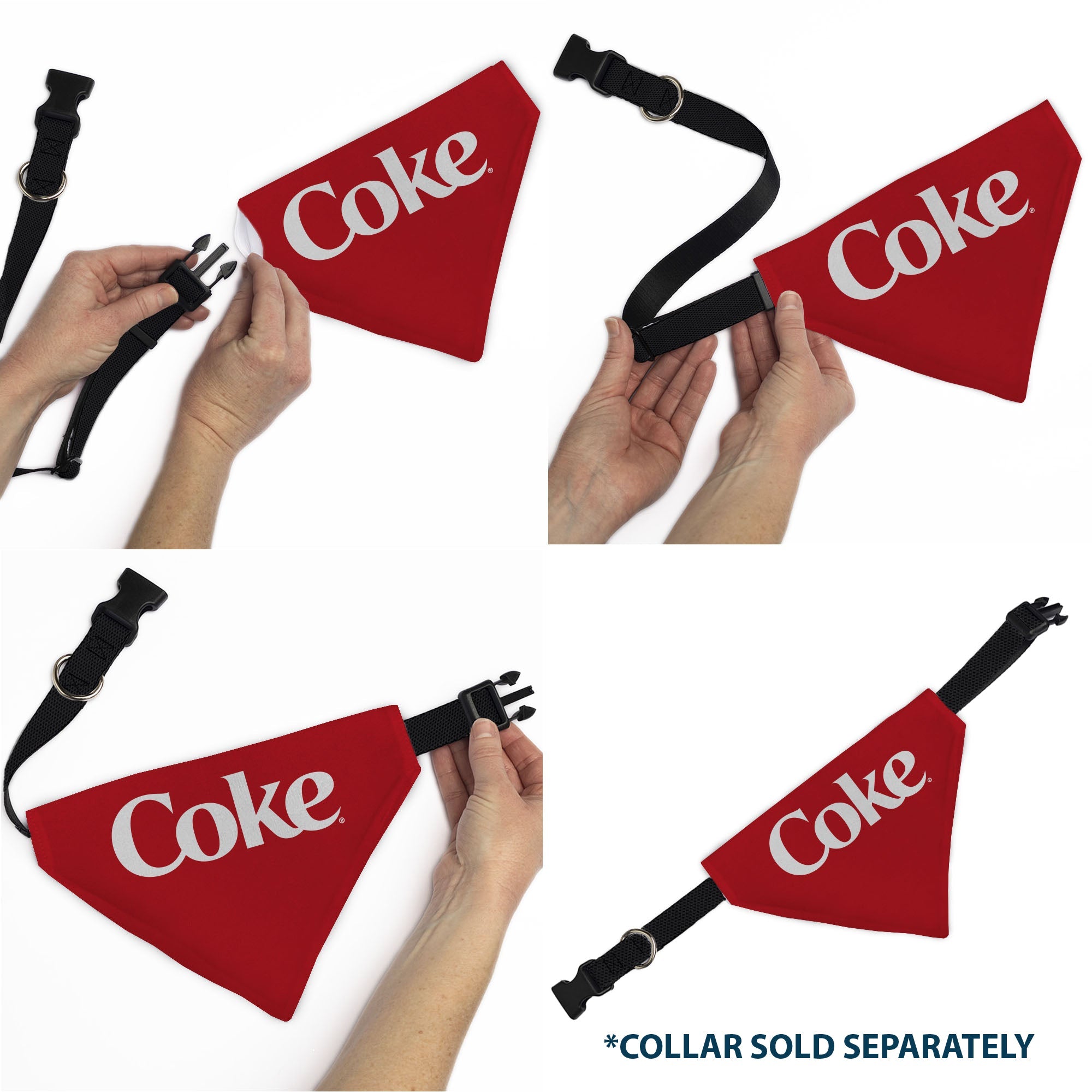 Buckle-Down Coca-Cola COKE Logo Centered Red/White Over-the-Collar Dog Bandana