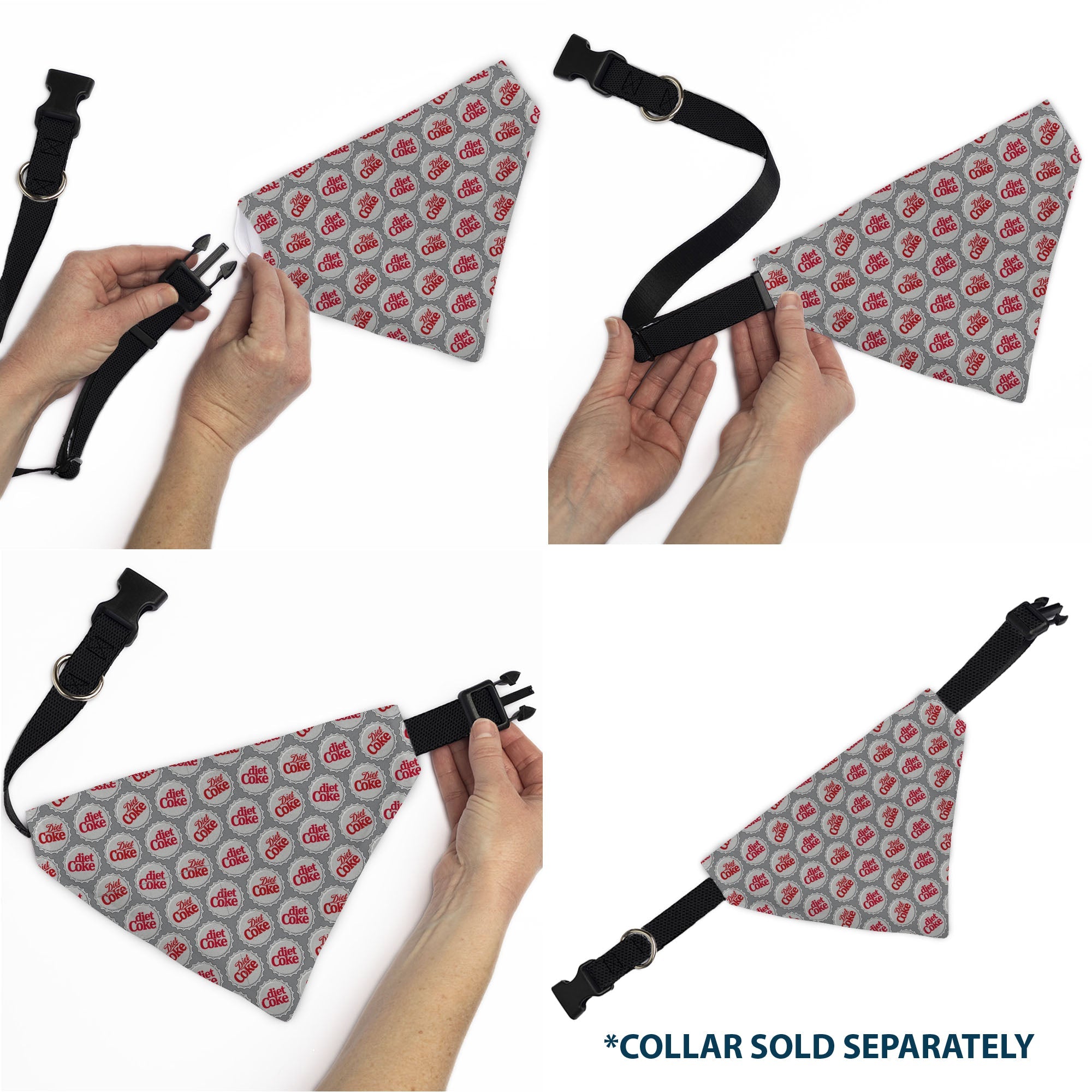 Buckle-Down Diet COKE Bottle Caps Scattered Grays/White/Red Over-the-Collar Dog Bandana