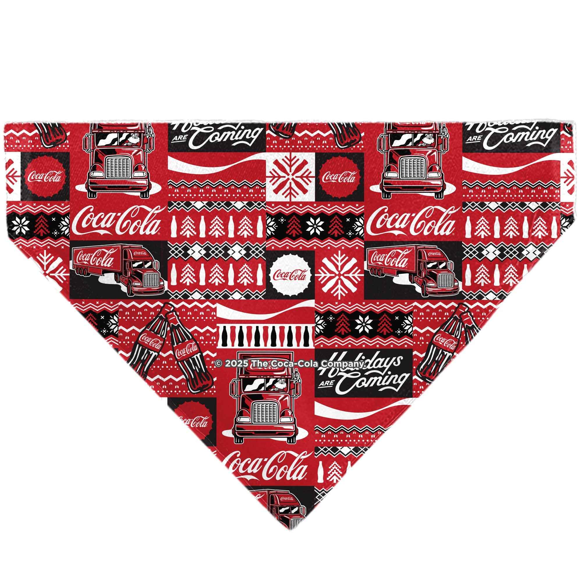 Buckle-Down Coca-Cola Holiday Sweater Collage Red/Black/White Over-the-Collar Dog Bandana