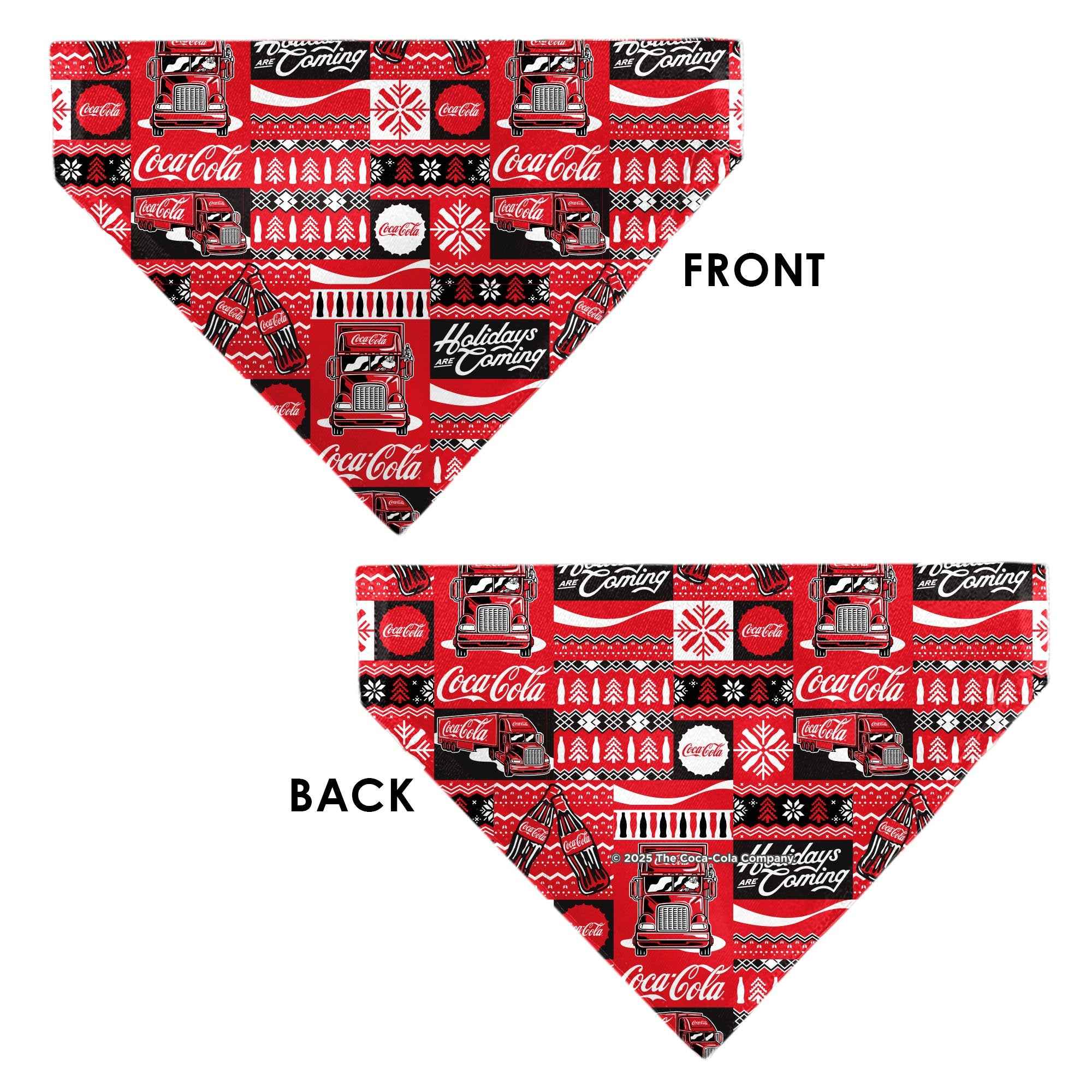 Buckle-Down Coca-Cola Holiday Sweater Collage Red/Black/White Over-the-Collar Dog Bandana