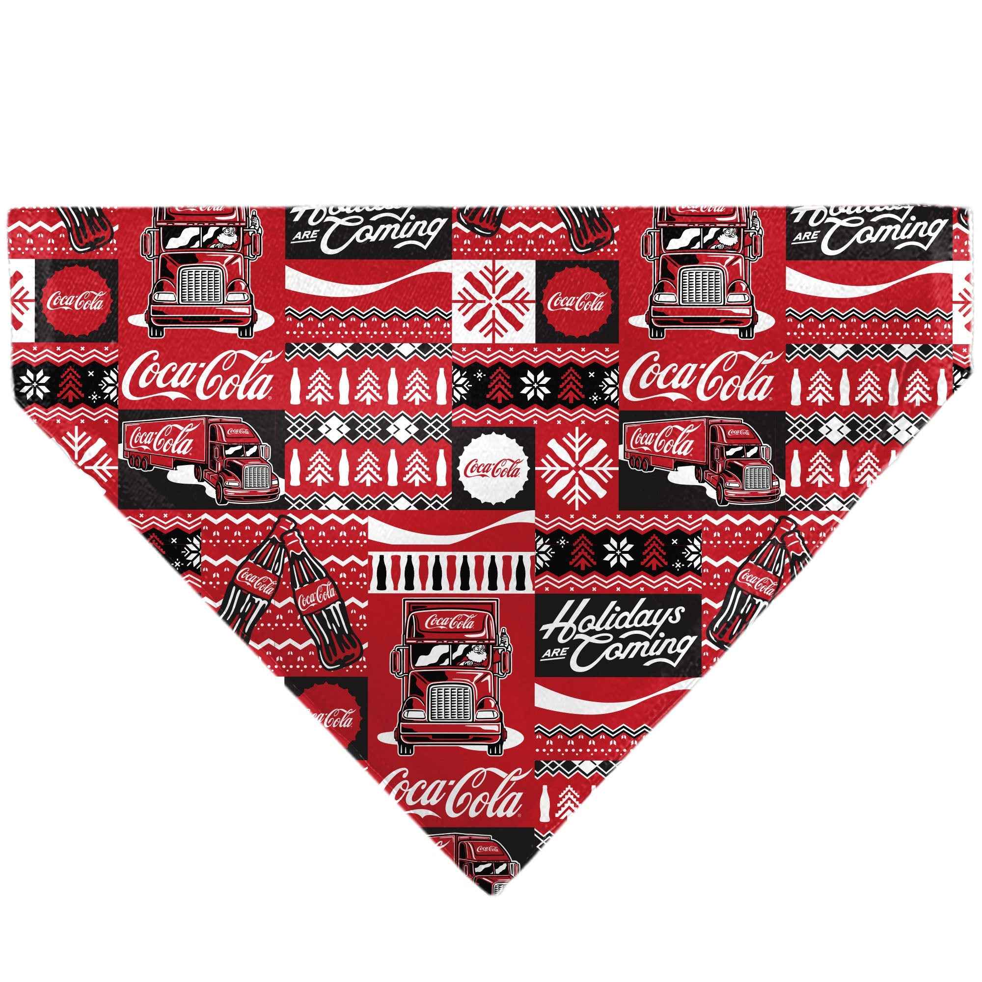Buckle-Down Coca-Cola Holiday Sweater Collage Red/Black/White Over-the-Collar Dog Bandana