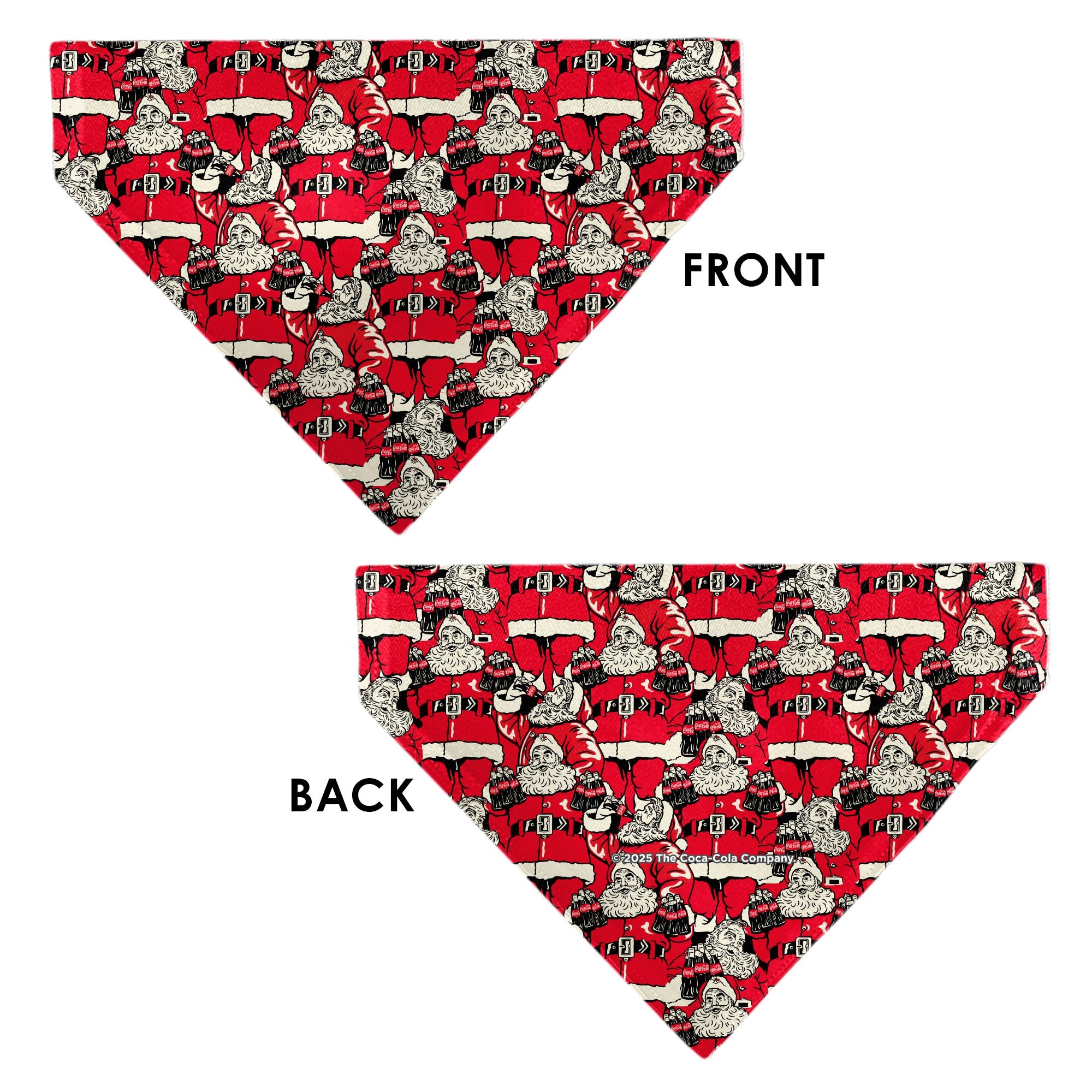 Buckle-Down Coca-Cola Santa Claus Holiday Poses Stacked Red Over-the-Collar Dog Bandana