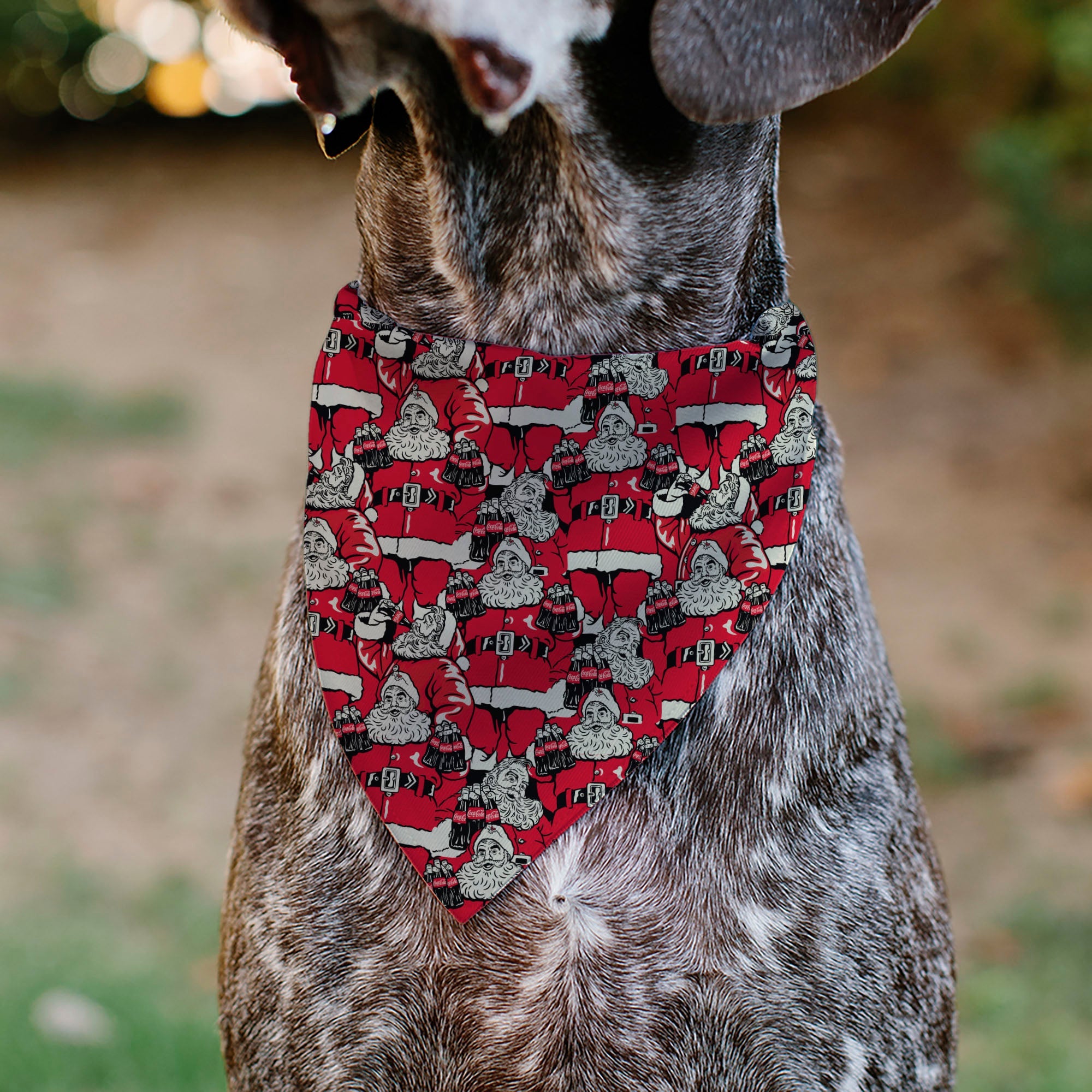 Buckle-Down Coca-Cola Santa Claus Holiday Poses Stacked Red Over-the-Collar Dog Bandana