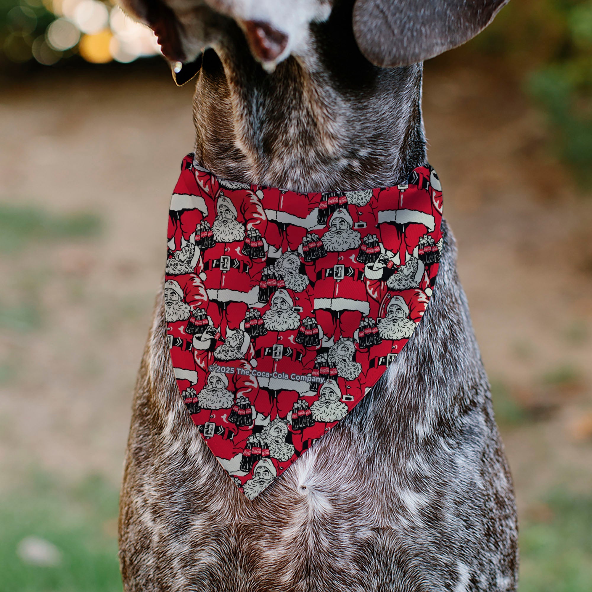 Buckle-Down Coca-Cola Santa Claus Holiday Poses Stacked Red Over-the-Collar Dog Bandana