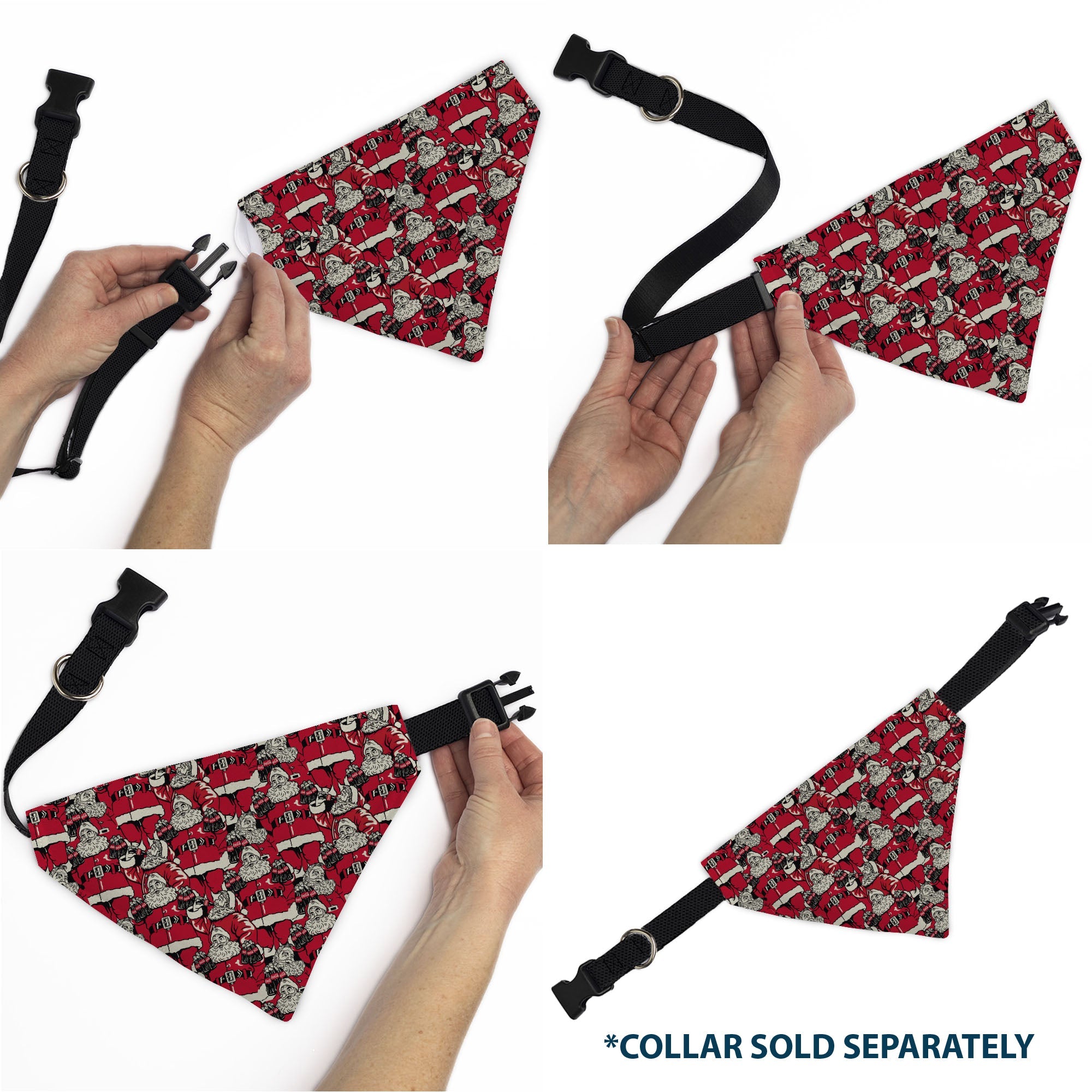 Buckle-Down Coca-Cola Santa Claus Holiday Poses Stacked Red Over-the-Collar Dog Bandana