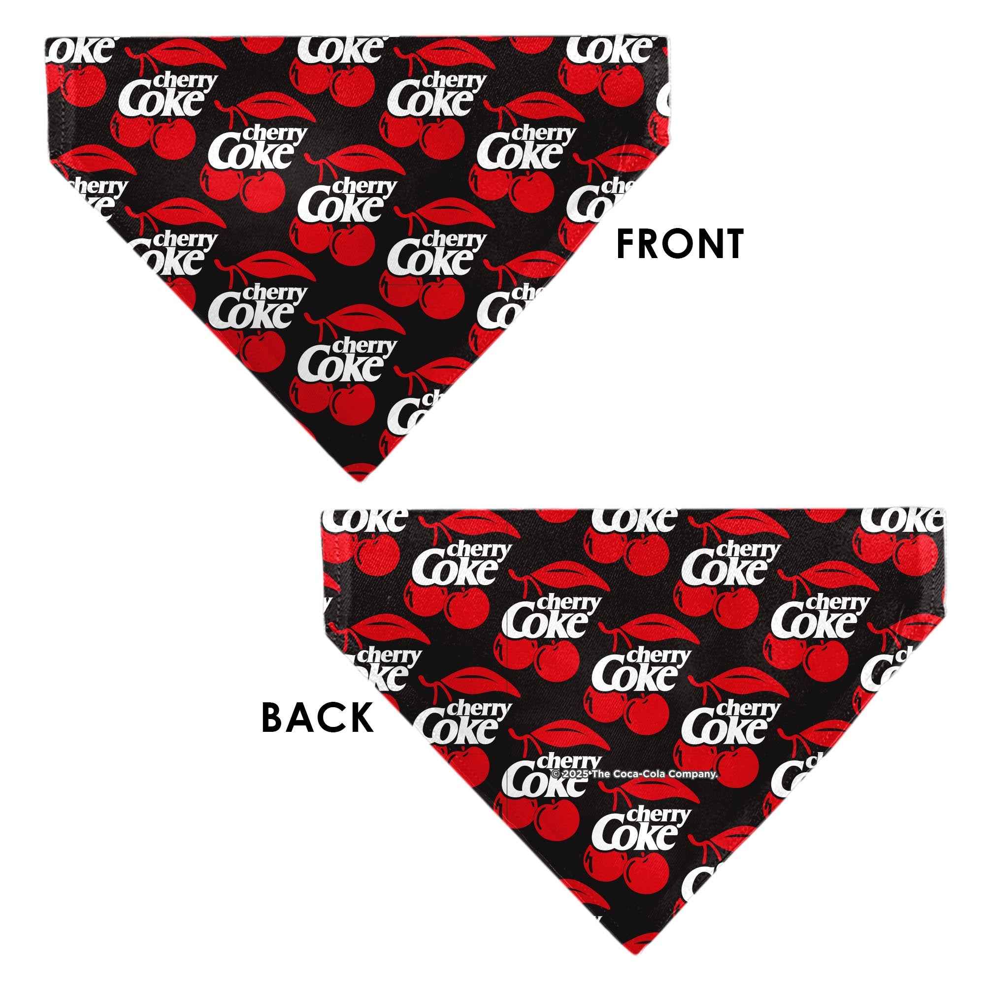 Buckle-Down Cherry COKE and Cherries Logo Collage Black/Red/White Over-the-Collar Dog Bandana