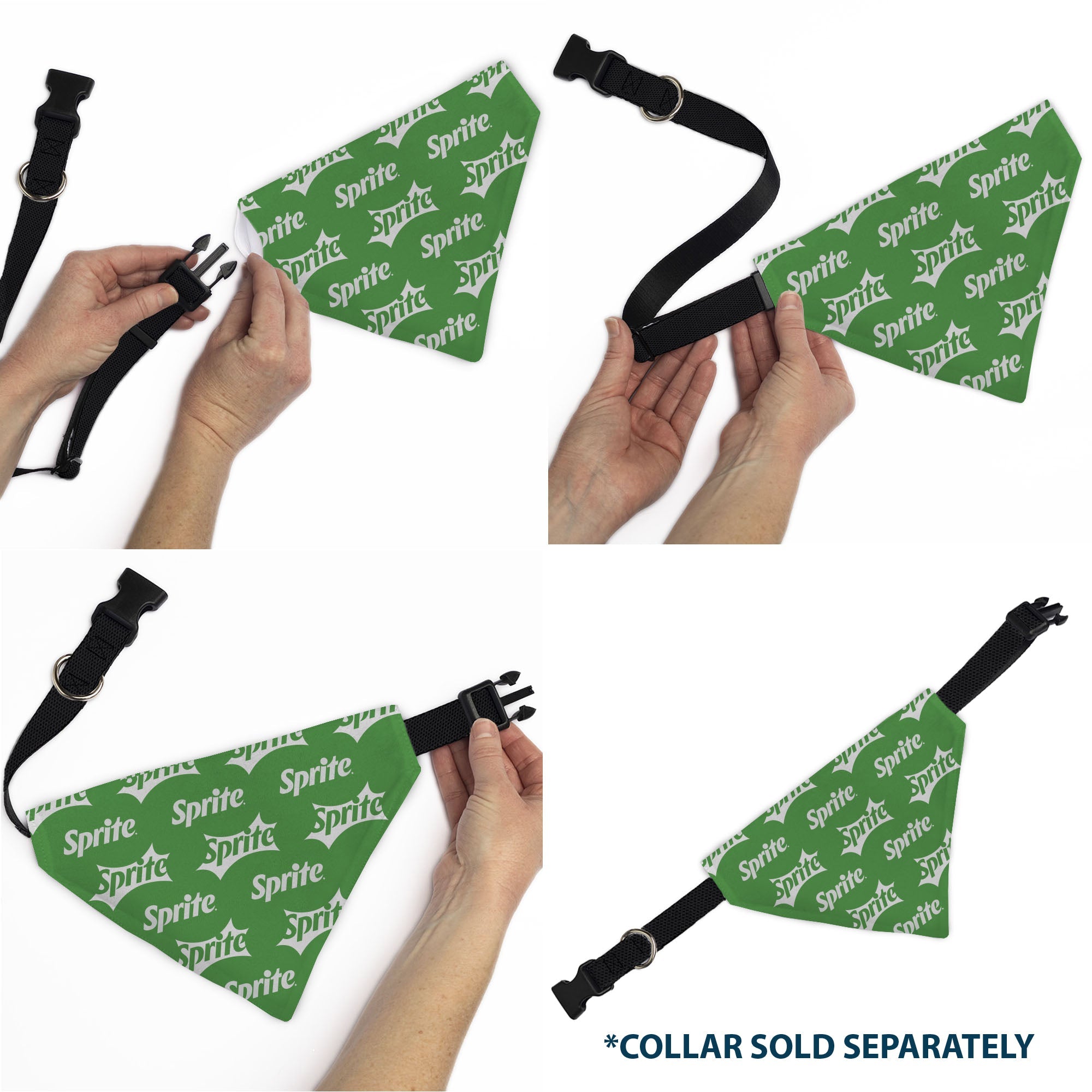 Buckle-Down Sprite Logo Repeat Green/White Over-the-Collar Dog Bandana