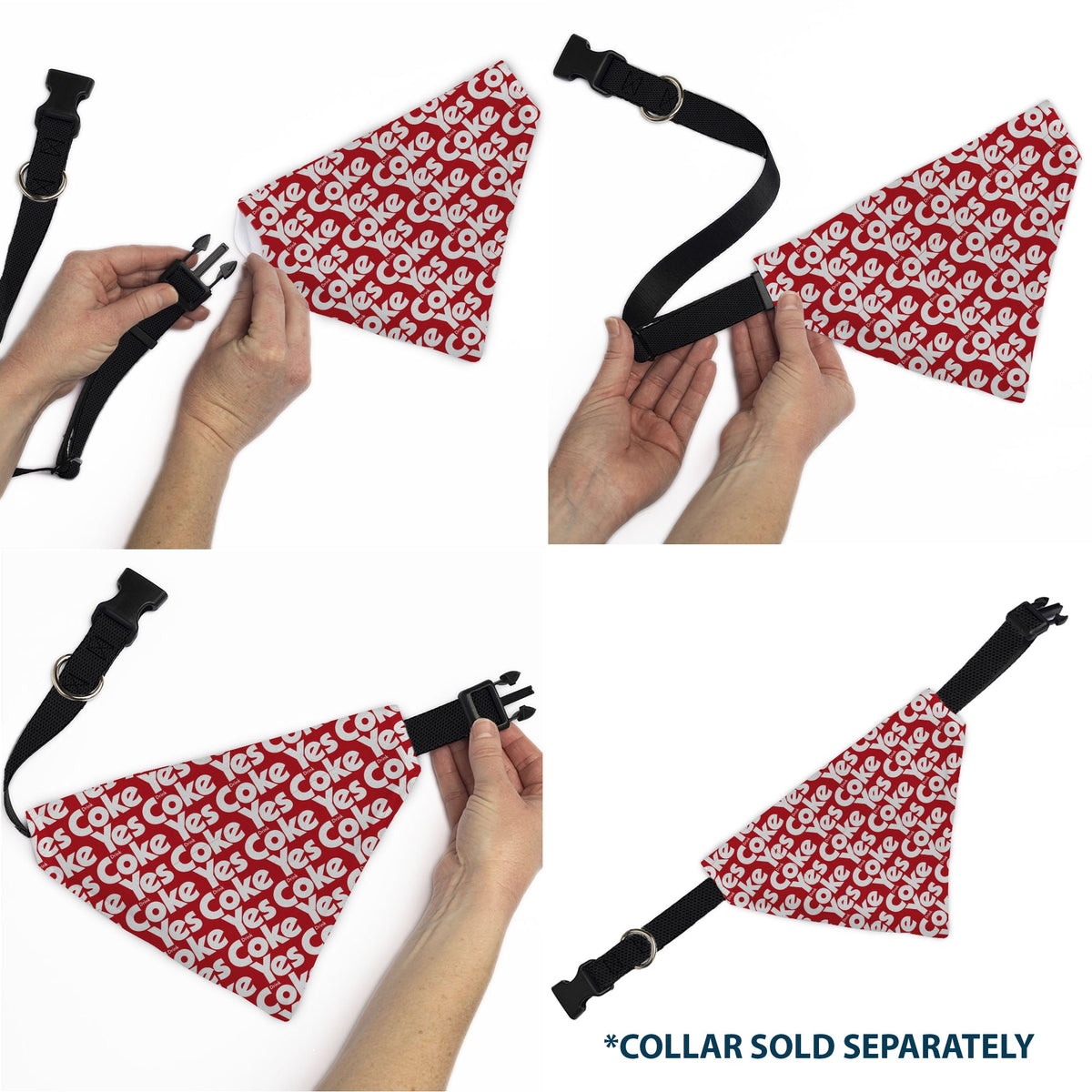 Pet Bandana - Coca-Cola YES COKE YES Text Collage Red/White | HT Animal Supply
