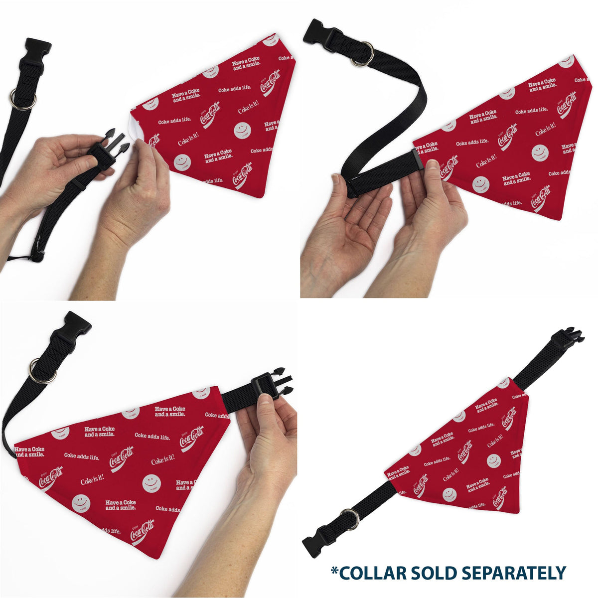 Pet Bandana - COCA-COLA Coke Quotes Scattered Red/White | HT Animal Supply