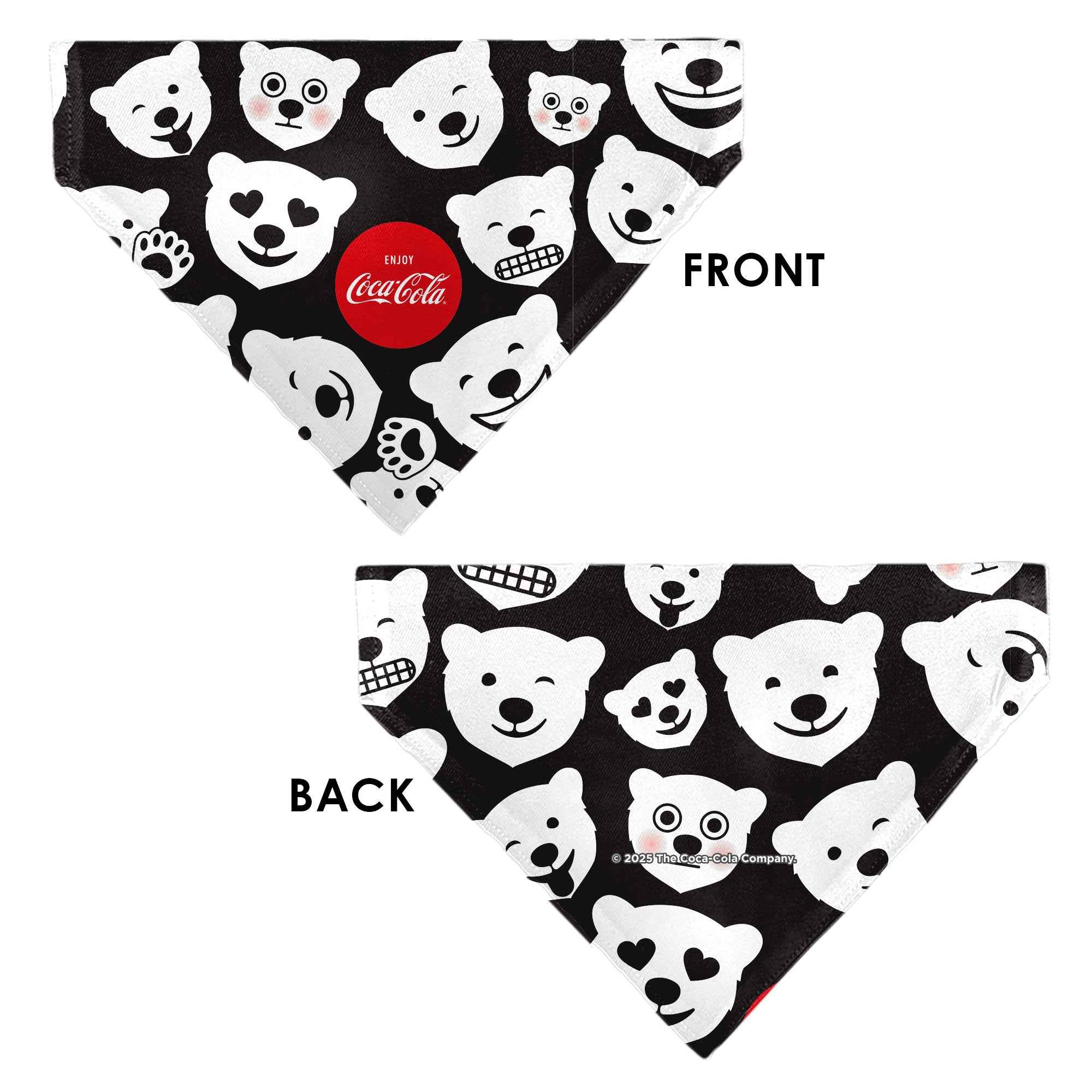 Buckle-Down Coca-Cola Polar Bear Expressions Scattered Black/White Over-the-Collar Dog Bandana