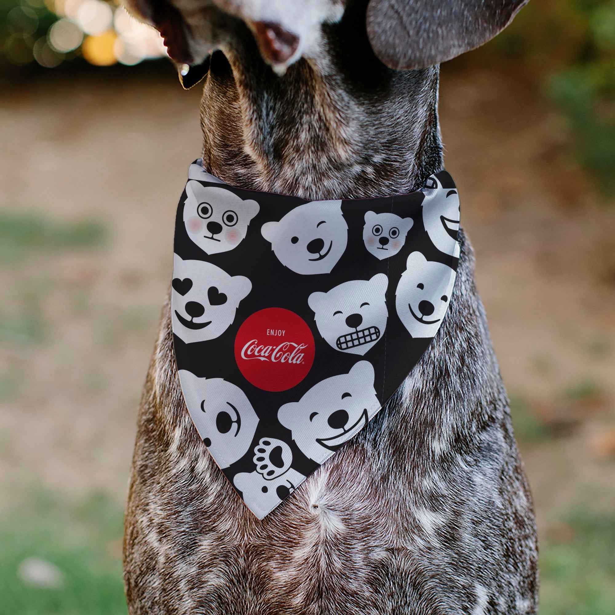 Buckle-Down Coca-Cola Polar Bear Expressions Scattered Black/White Over-the-Collar Dog Bandana