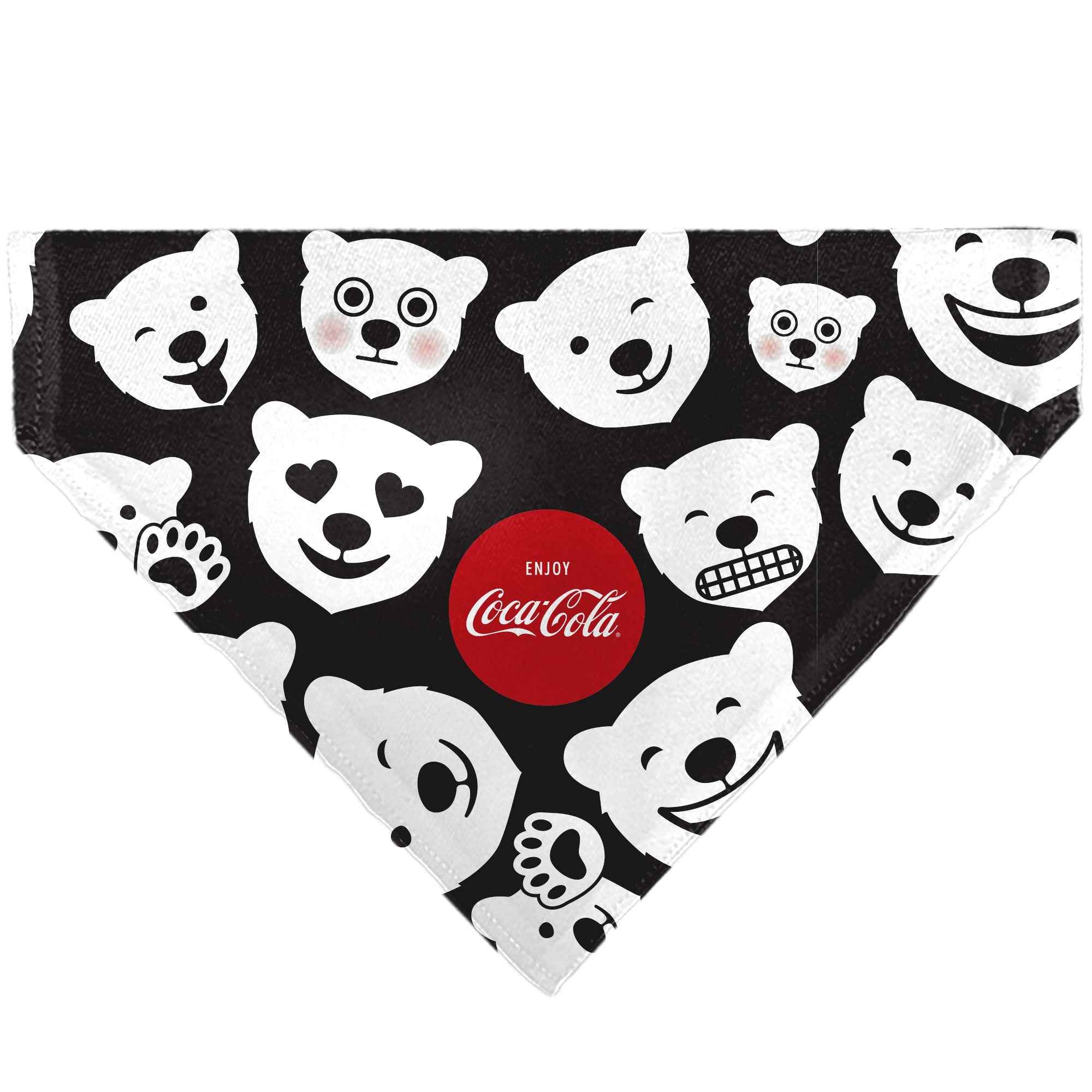 Buckle-Down Coca-Cola Polar Bear Expressions Scattered Black/White Over-the-Collar Dog Bandana