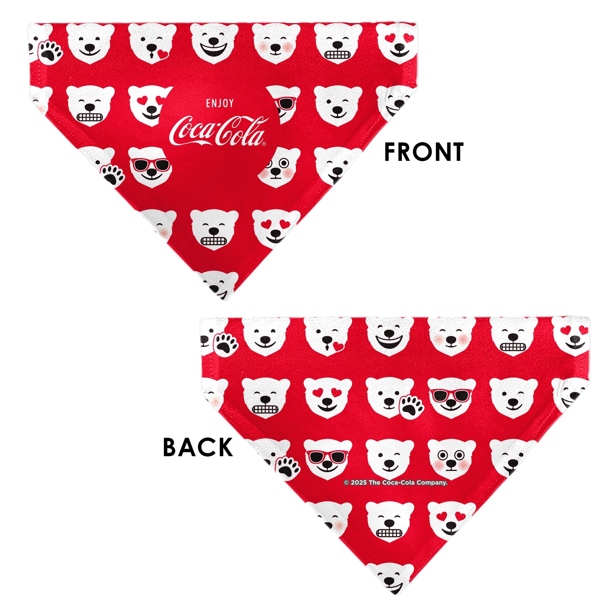 Buckle-Down Enjoy Coca-Cola Logo and Polar Bear Expressions Red/White Over-the-Collar Dog Bandana