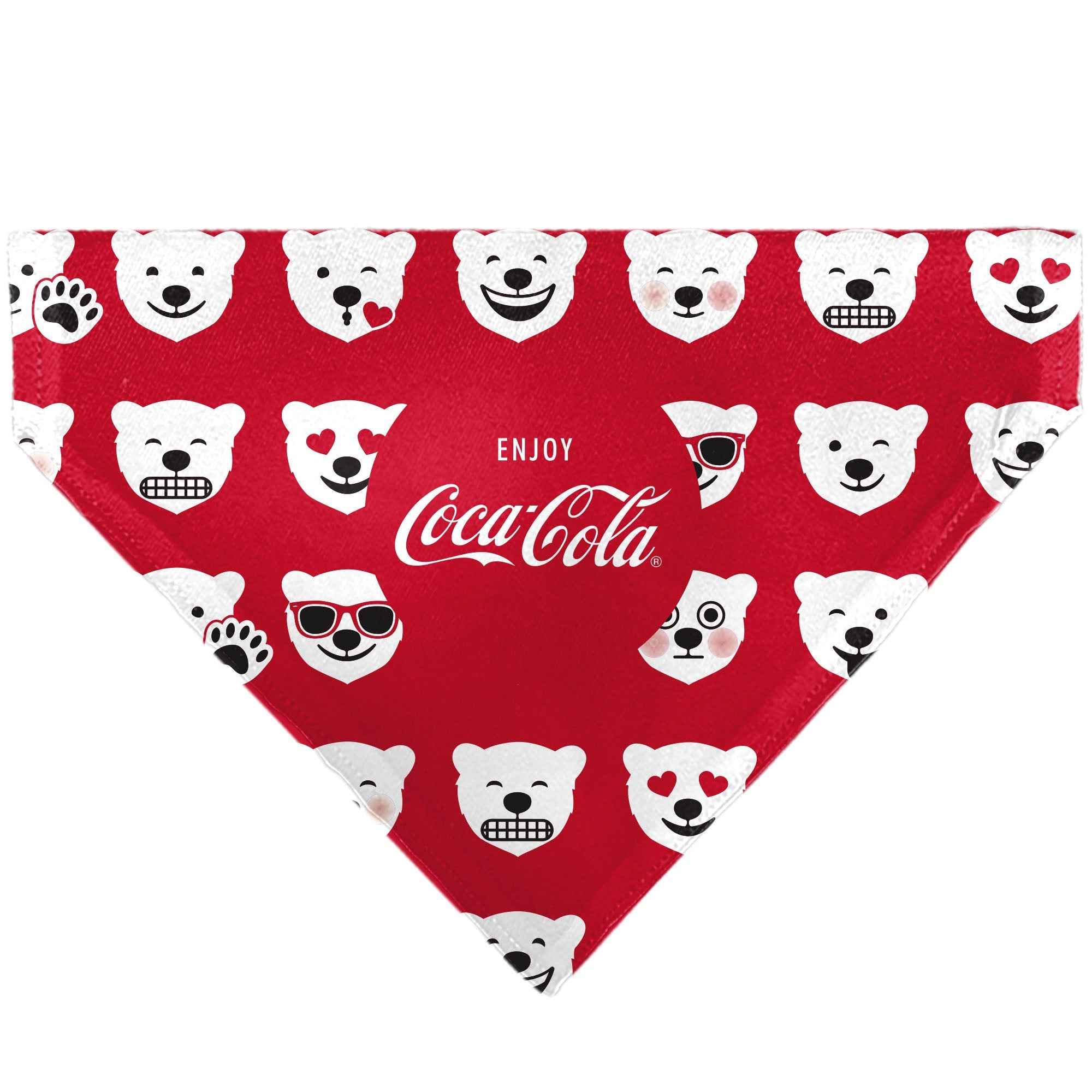 Buckle-Down Enjoy Coca-Cola Logo and Polar Bear Expressions Red/White Over-the-Collar Dog Bandana