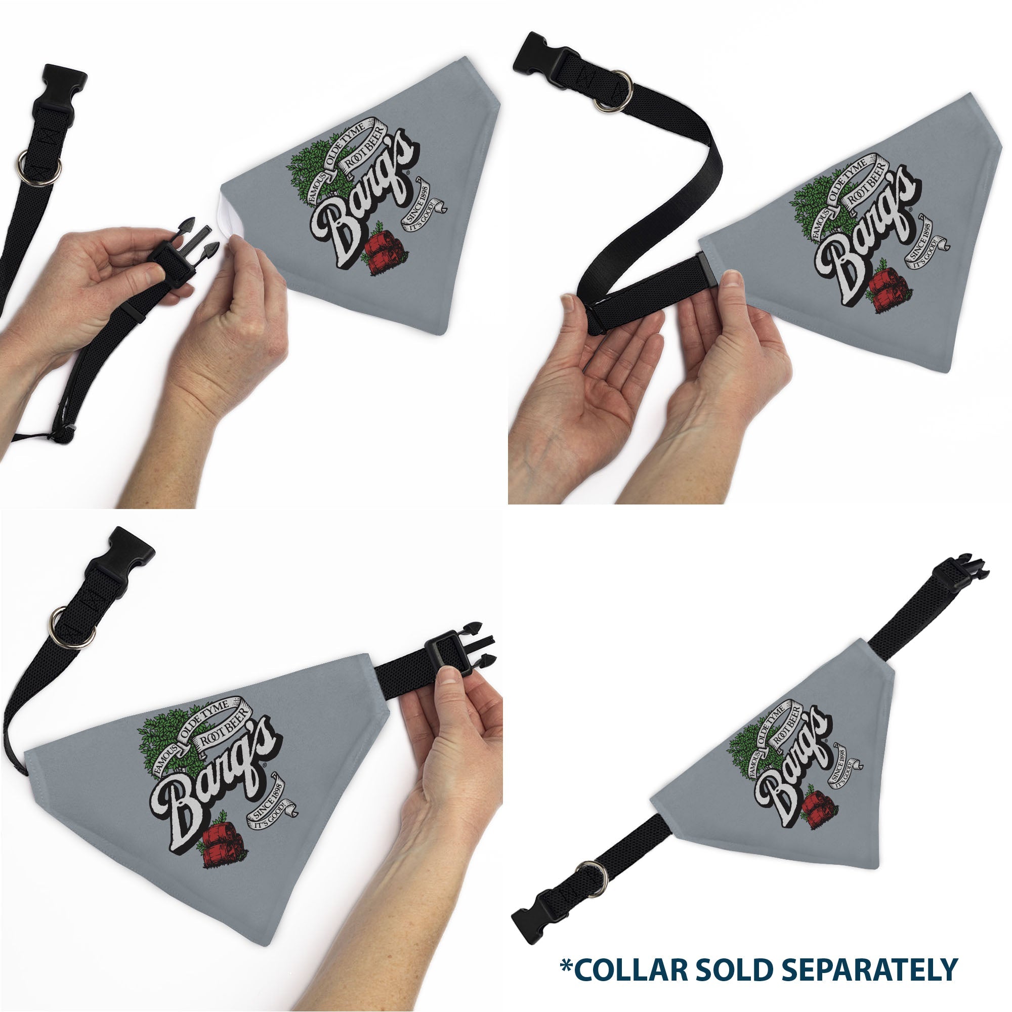 Pet Bandana - BARQS OLD TYME ROOT BEER Barrels Logo Gray | HT Animal Supply