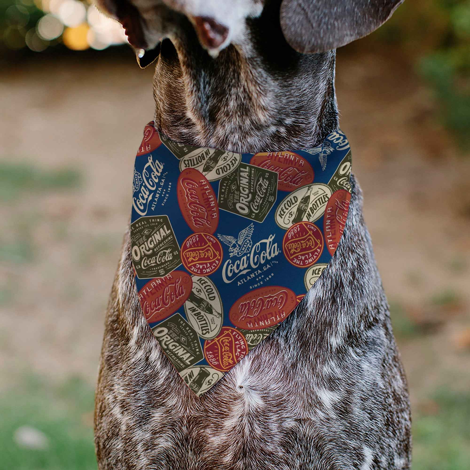 Pet Bandana - Classic COCA-COLA Badges Collage Blue
