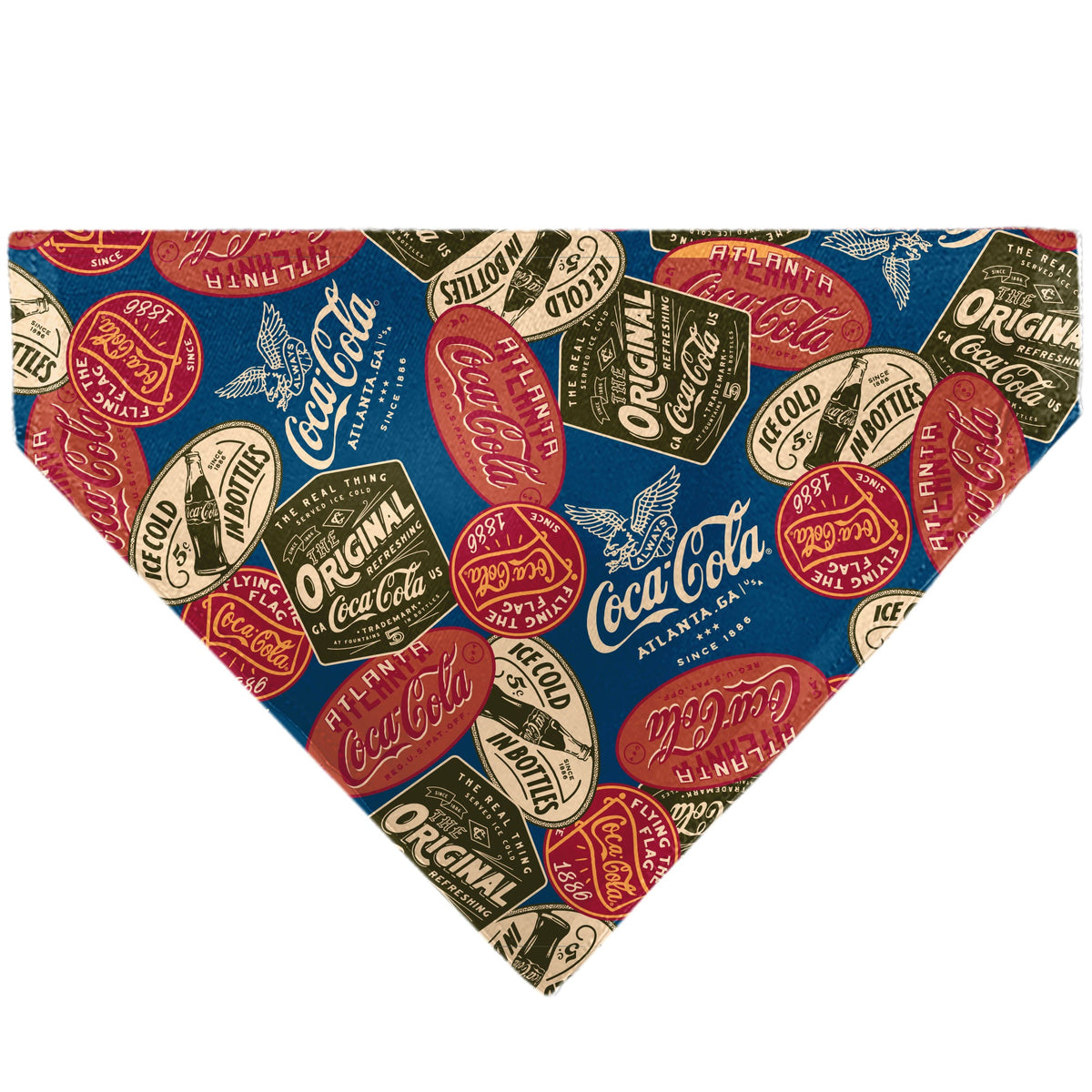 Pet Bandana - Classic COCA-COLA Badges Collage Blue | HT Animal Supply