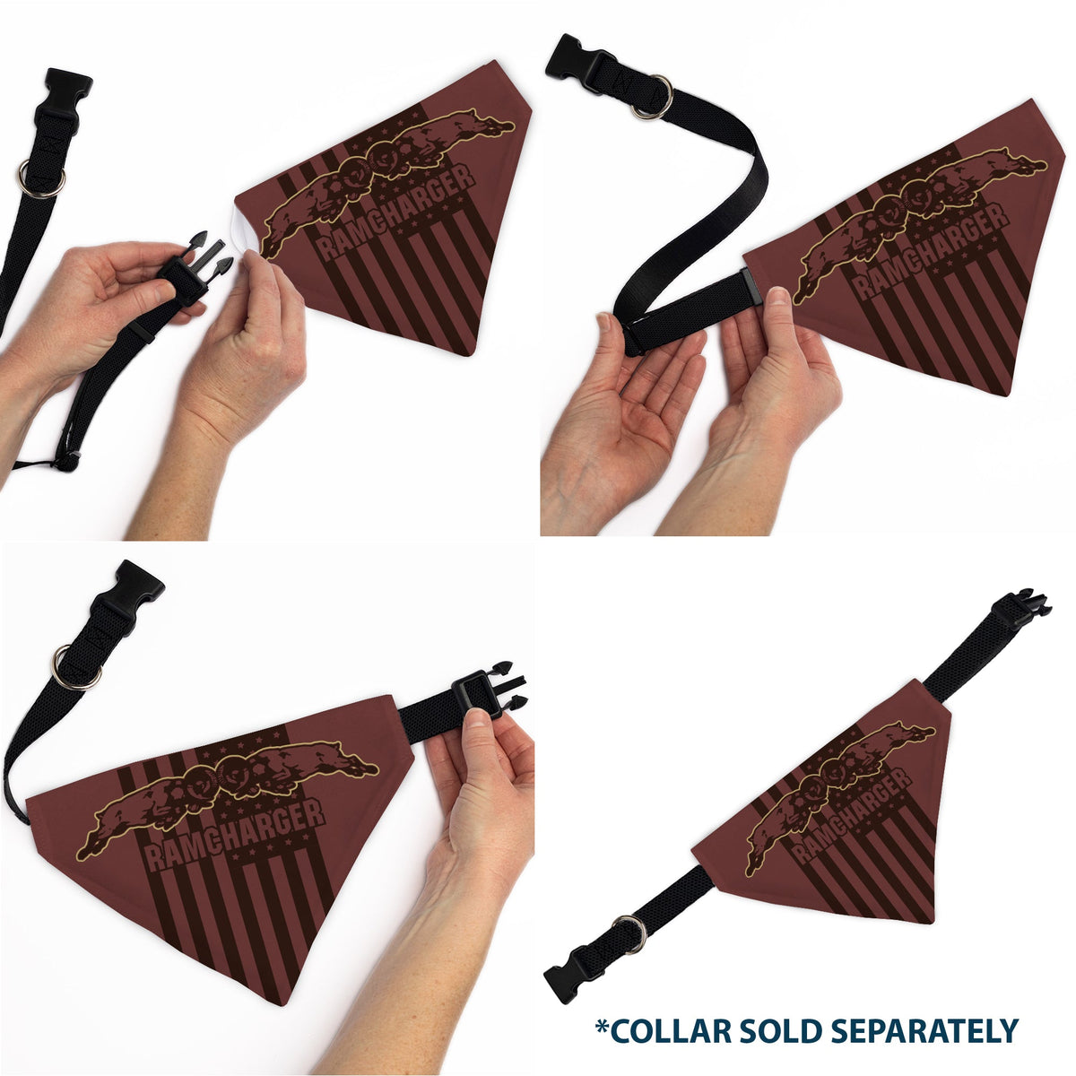 Pet Bandana - RAM CHARGER Americana Browns/Black | HT Animal Supply