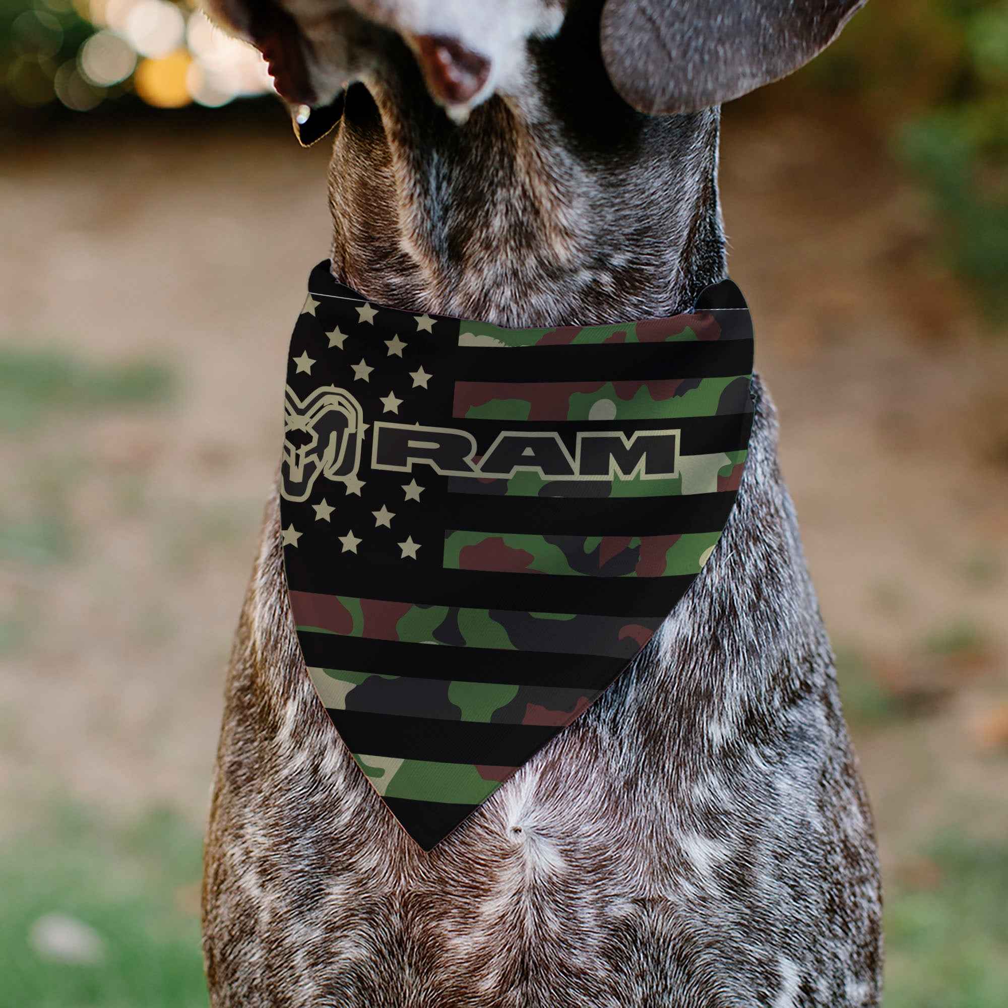 Pet Bandana - RAM Americana Stars and Stripes Black/Camo Olive
