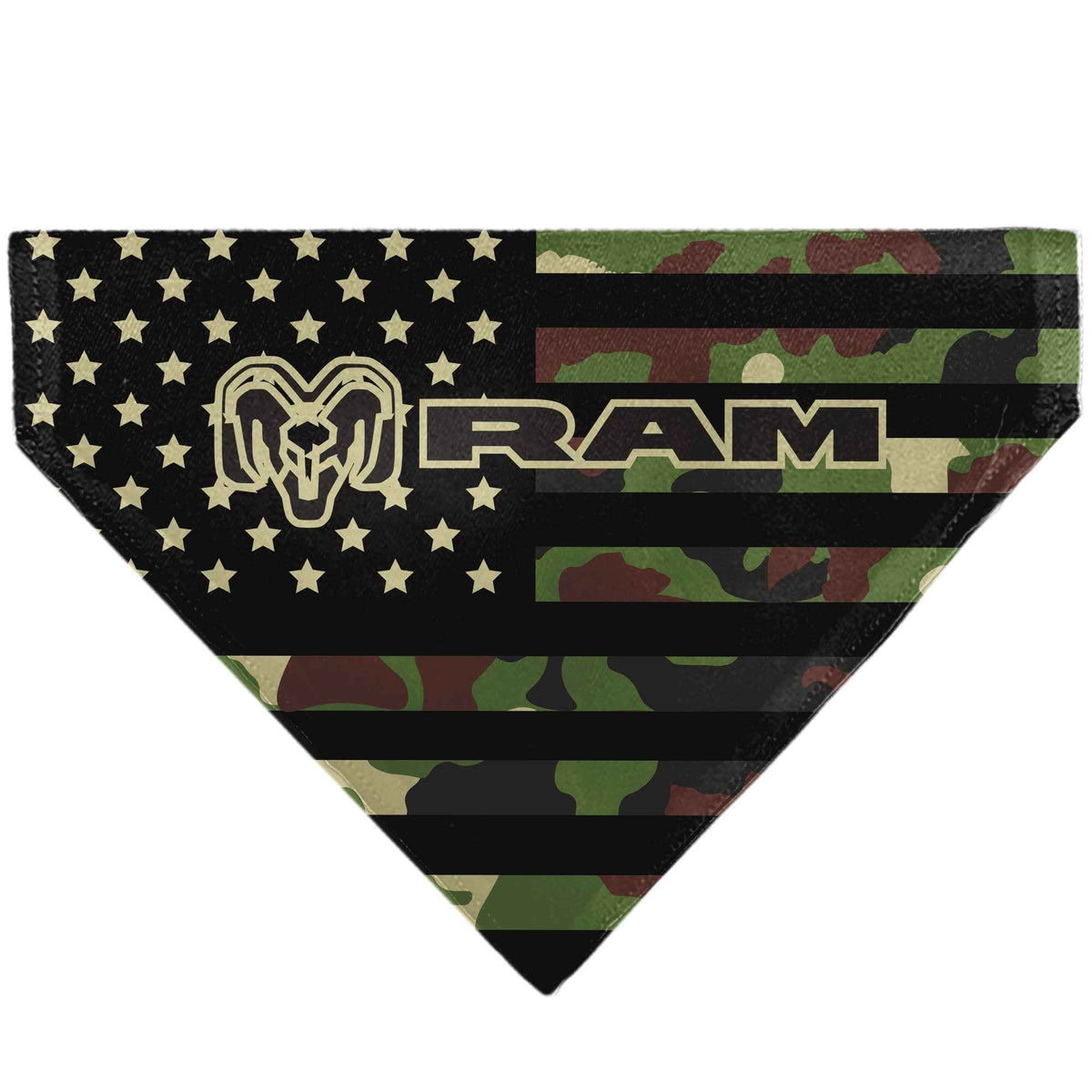 Pet Bandana - RAM Americana Stars and Stripes Black/Camo Olive
