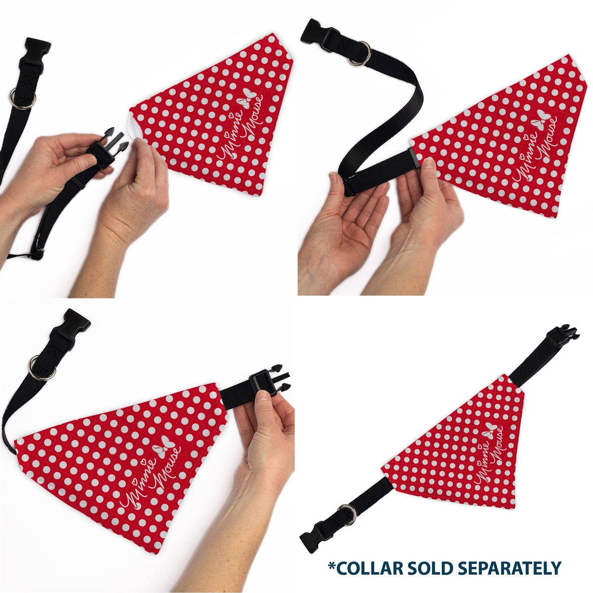 Pet Bandana - MINNIE MOUSE Autograph Script Polka Dot Red/White 
