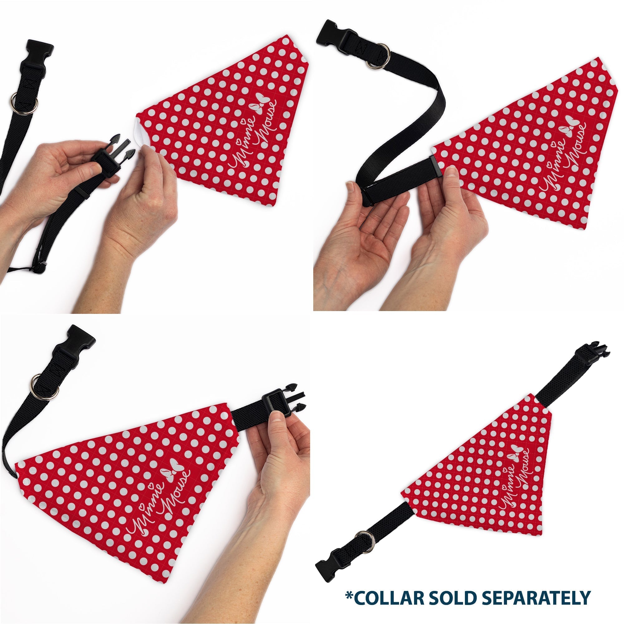 Pet Bandana - MINNIE MOUSE Autograph Script Polka Dot Red/White 