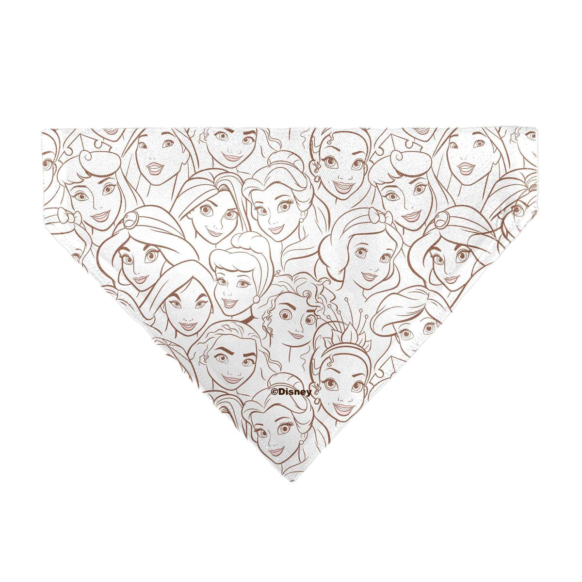 Pet Bandana - Disney Princess Faces Stacked White/Brown