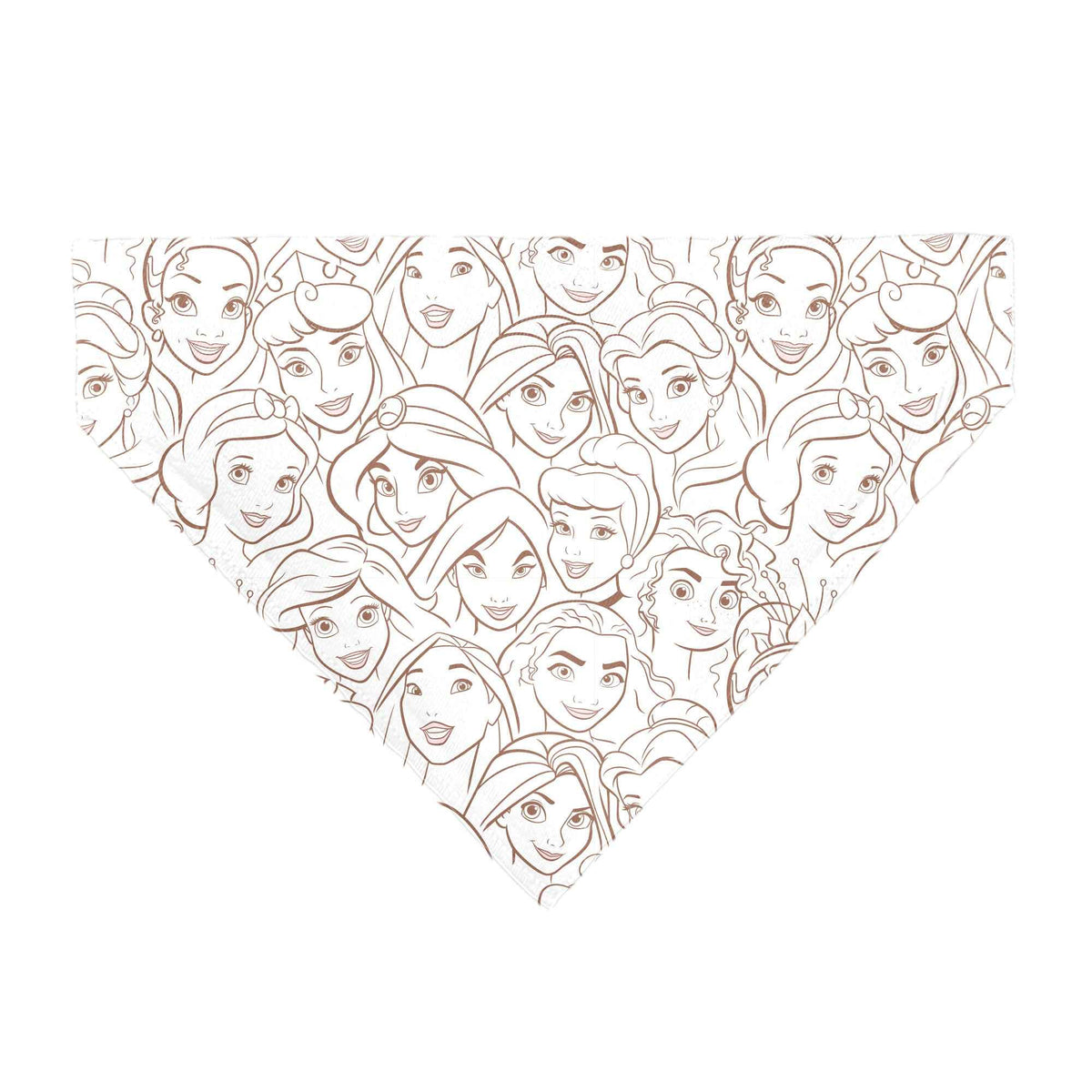 Pet Bandana - Disney Princess Faces Stacked White/Brown