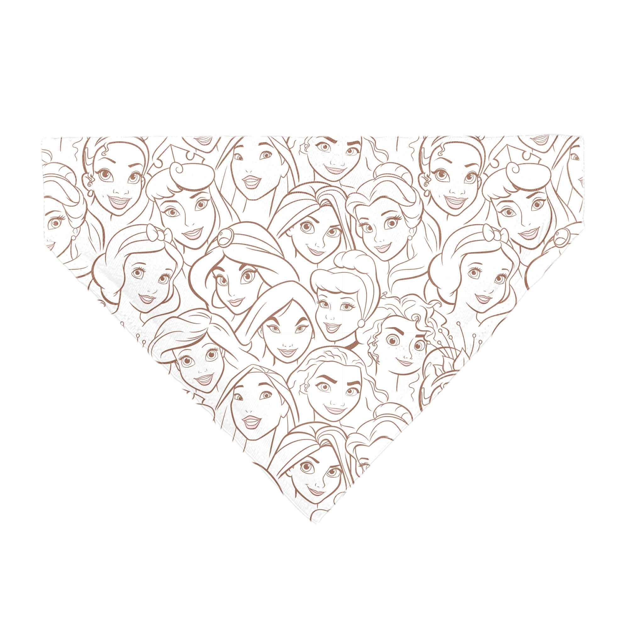 Pet Bandana - Disney Princess Faces Stacked White/Brown