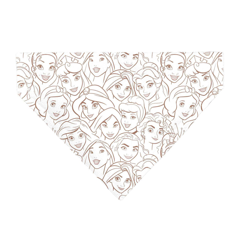 Pet Bandana - Disney Princess Faces Stacked White/Brown