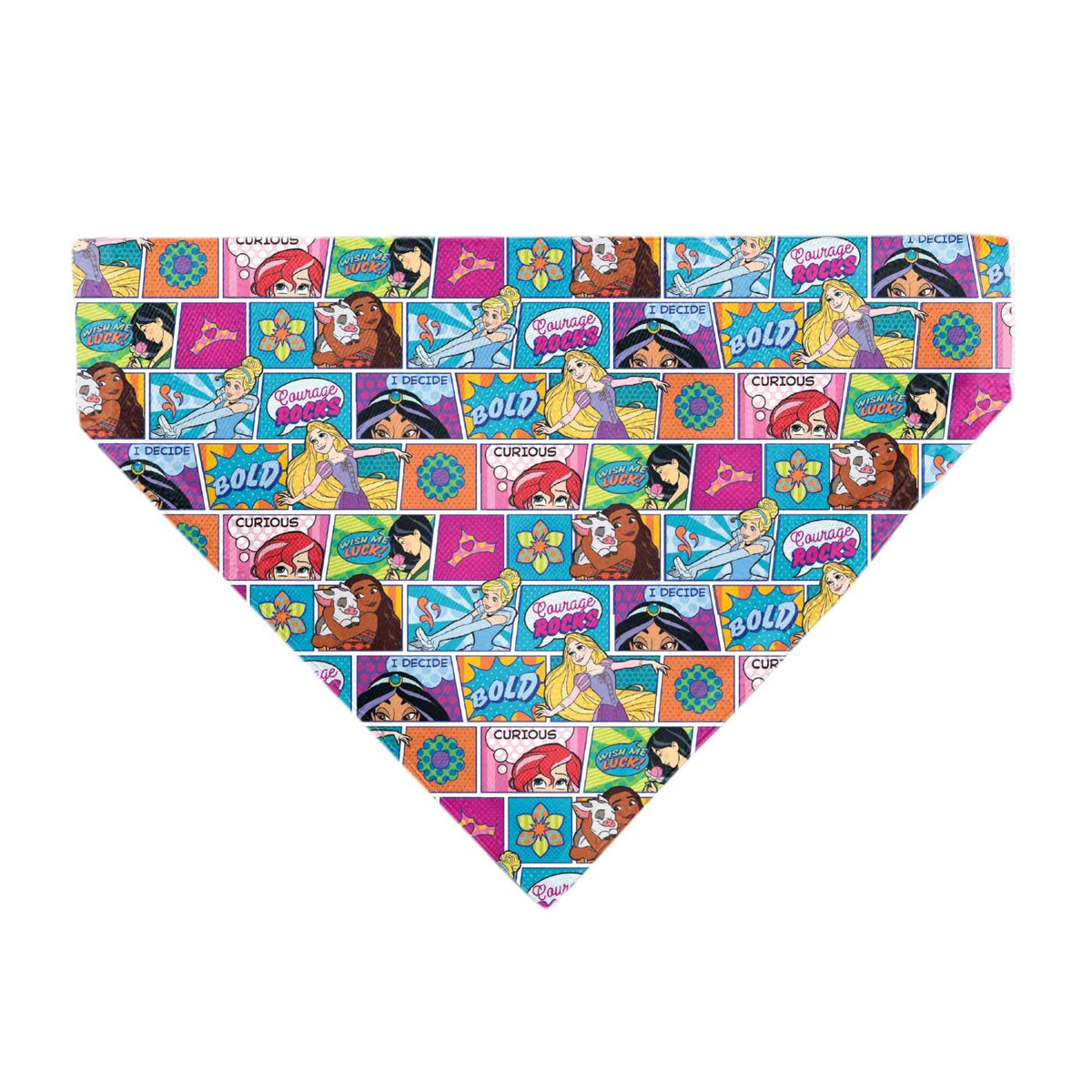 Pet Bandana - Disney Princess Pose and Quote Pop Art Blocks Multi Color