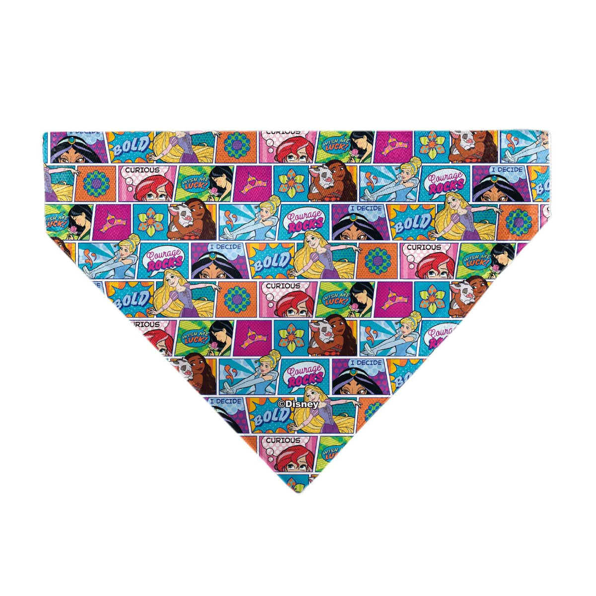 Pet Bandana - Disney Princess Pose and Quote Pop Art Blocks Multi Color