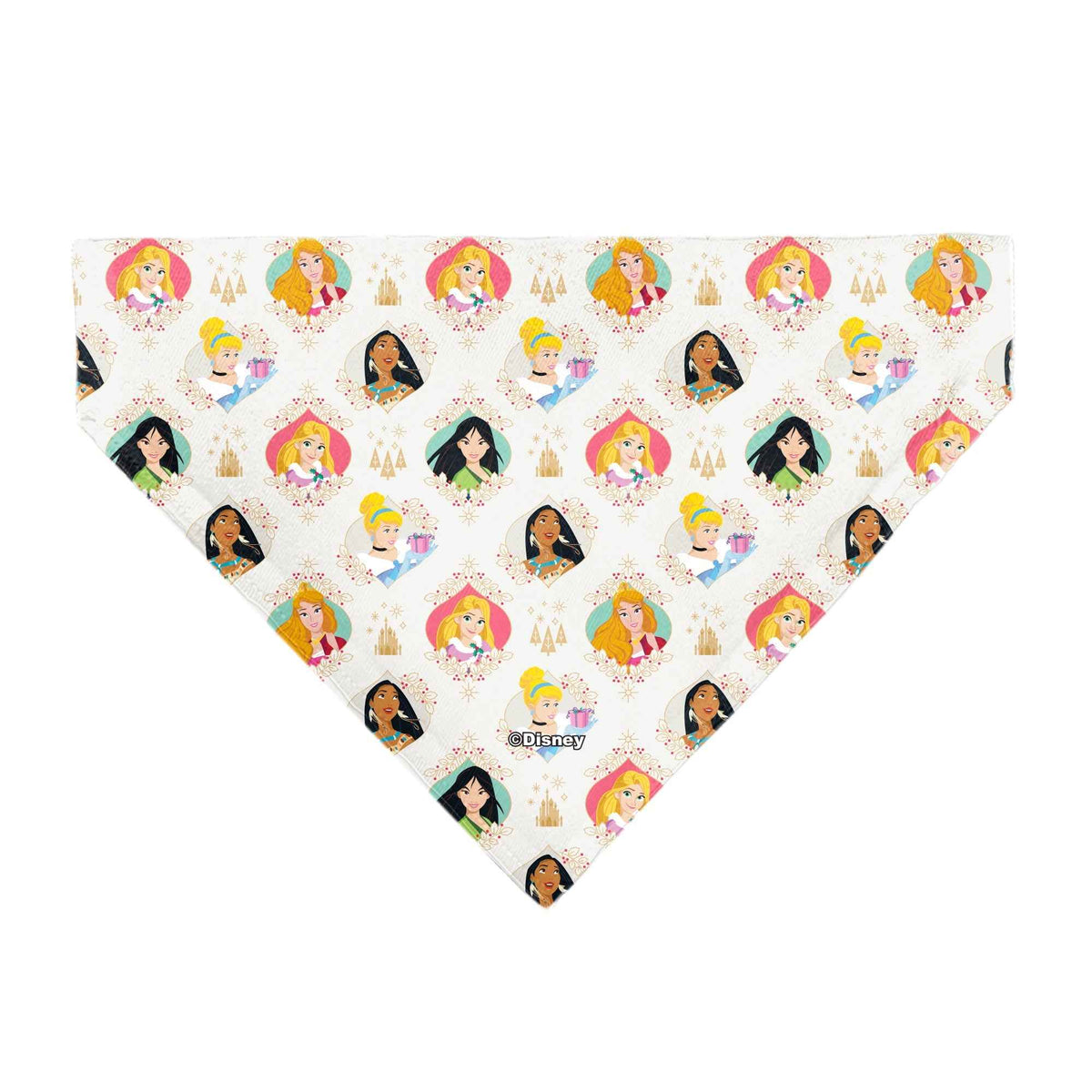 Pet Bandana - Disney Holiday Princess Poses and Icons Beige/Tan/Red