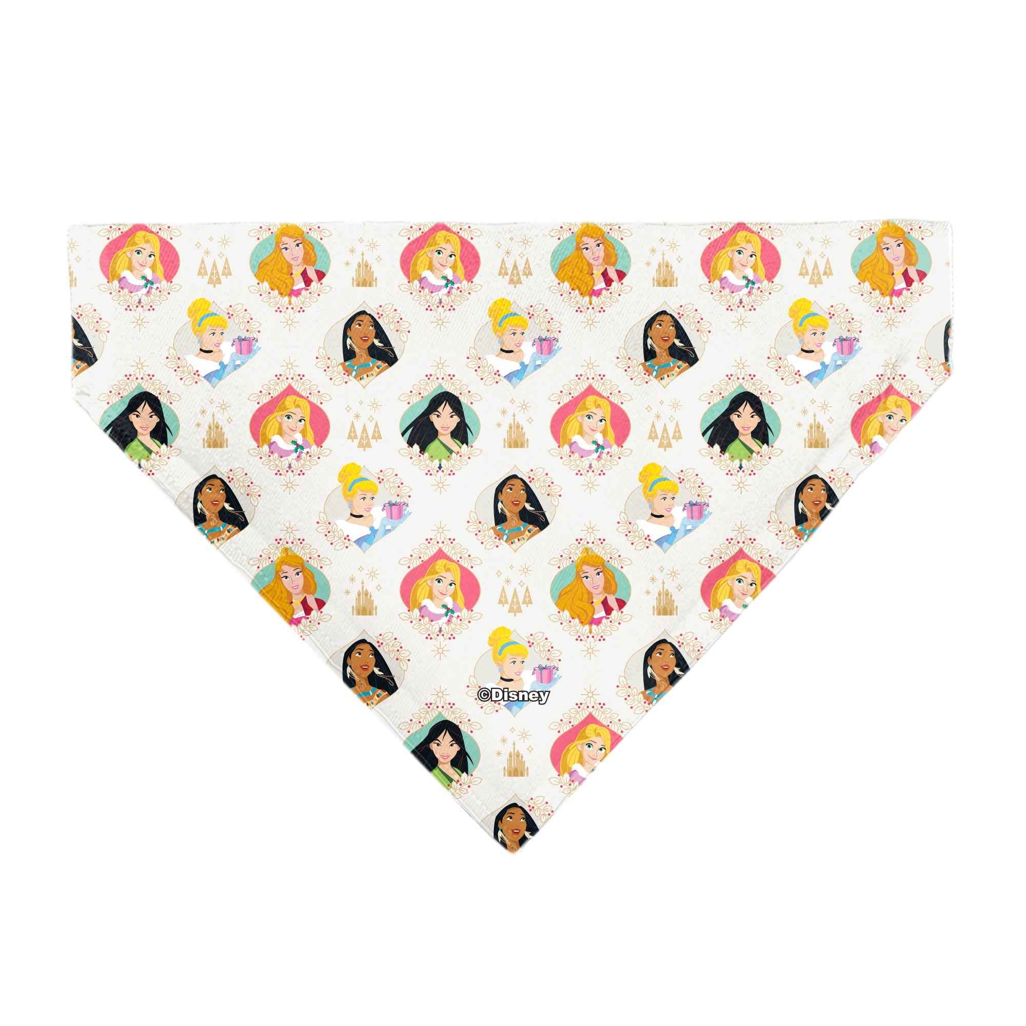 Pet Bandana - Disney Holiday Princess Poses and Icons Beige/Tan/Red